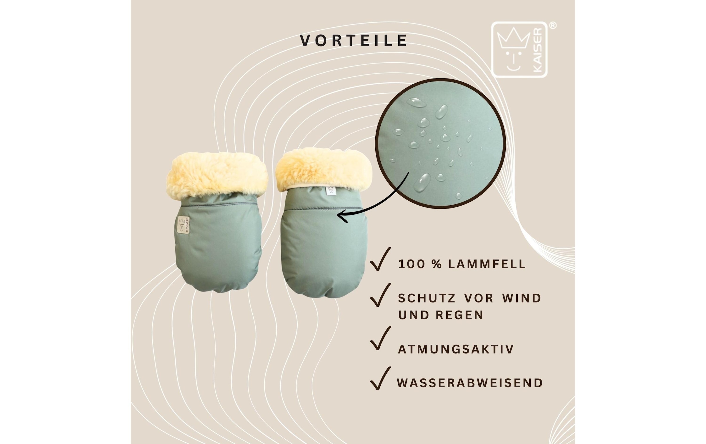 Kaiser Chauffe-mains pour poussette »Handschuh Reflect Kiwa«