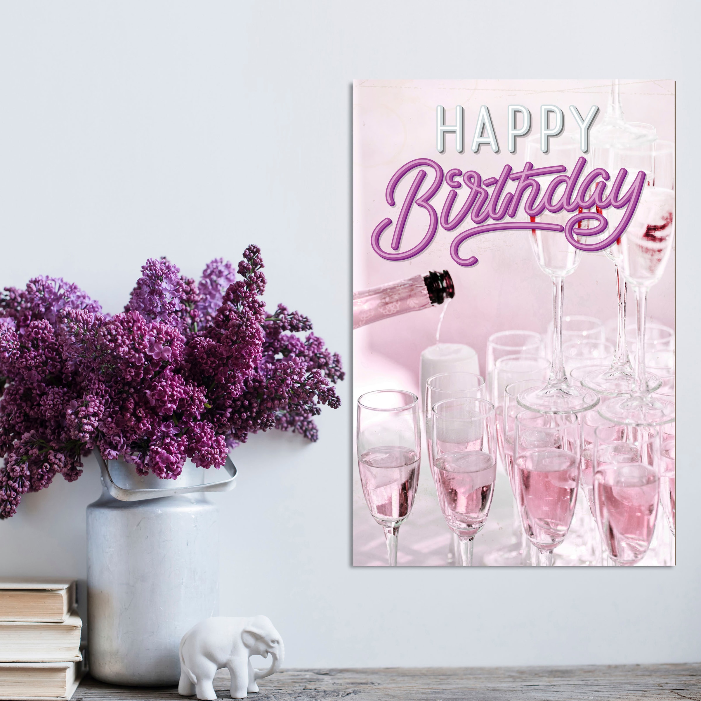 queence Metallbild »Champagne Birthday«, Sprüche-Schriftzug-Sprüche-Sprüche & Texte-Getränke, (1 St.), Stahlschild, Blechschild, Sprüche, Texte, Geburtstag
