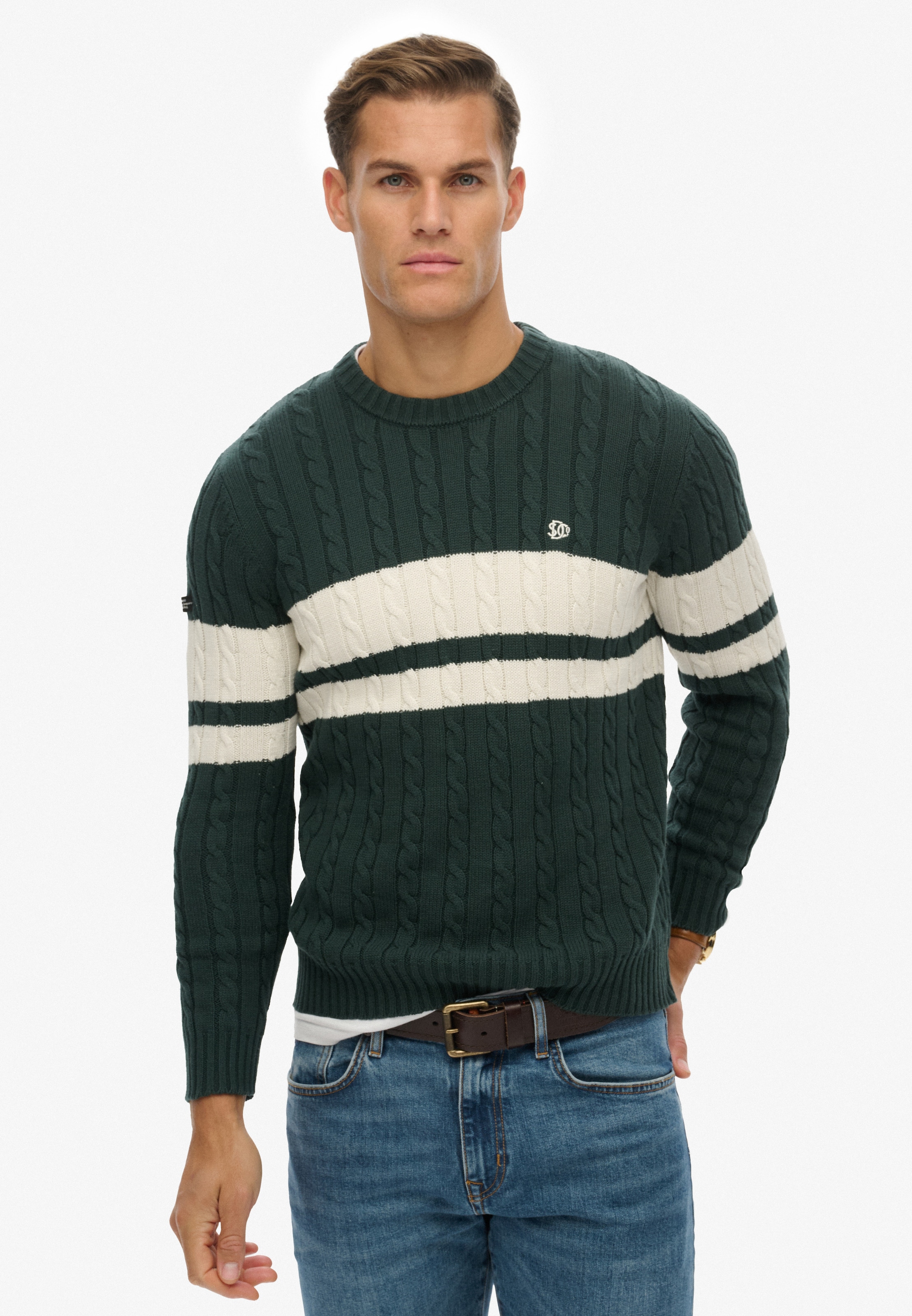 Superdry Strickpullover »Cotton Stripe Cable Jumper«