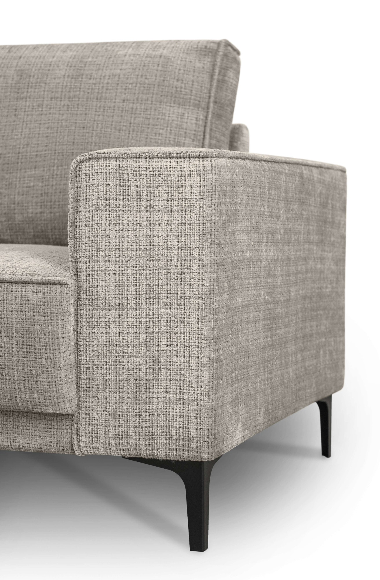 Places of Style Ecksofa »Polsterecke Oland, Struktur, Flachgewebe, Luxus-Microfaser, Boucle«, L-Form, 289 cm, Wellenunterfederung, Skandi-Design, Metallfüsse