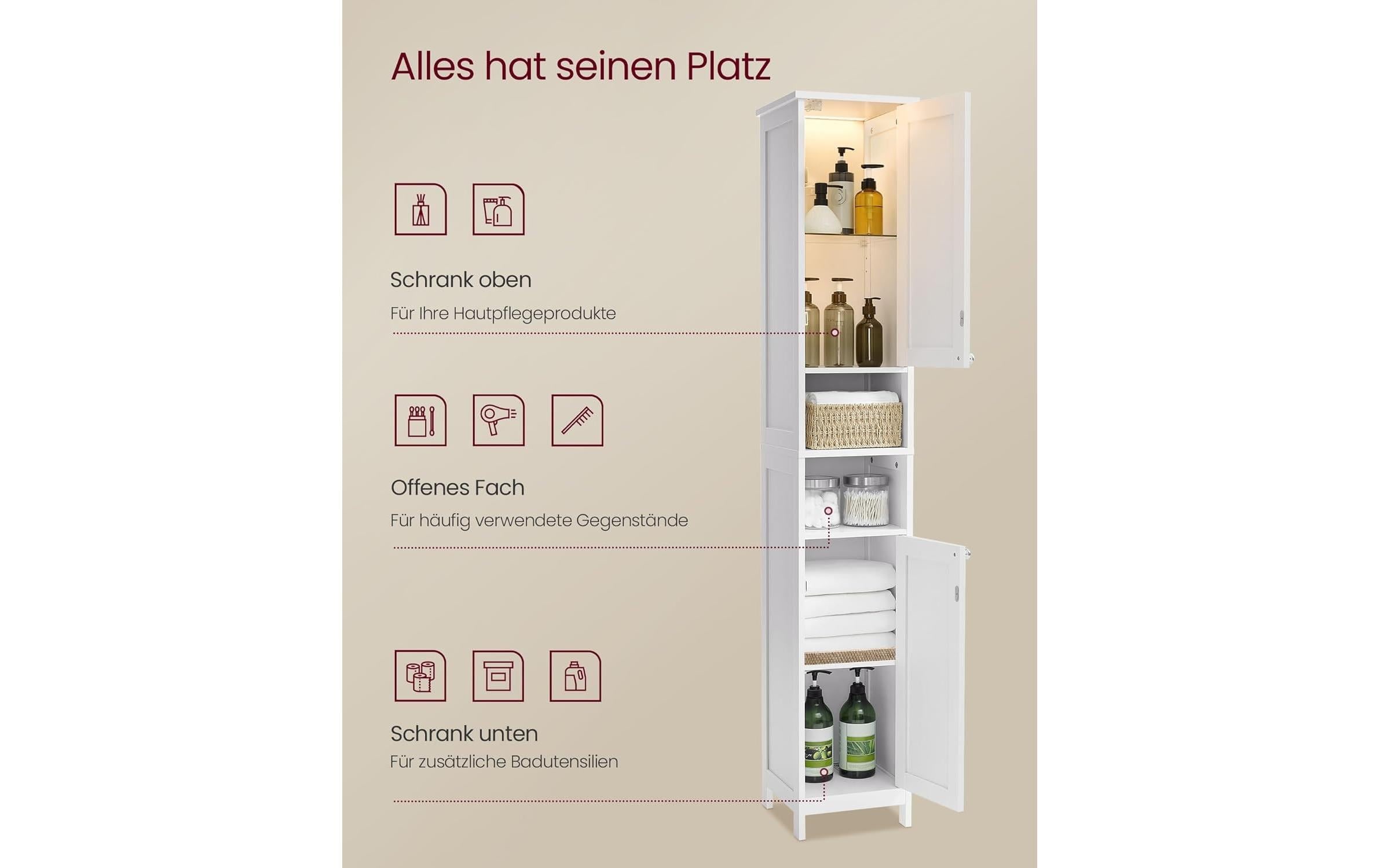 VASAGLE Badregal »30 x 170 cm«