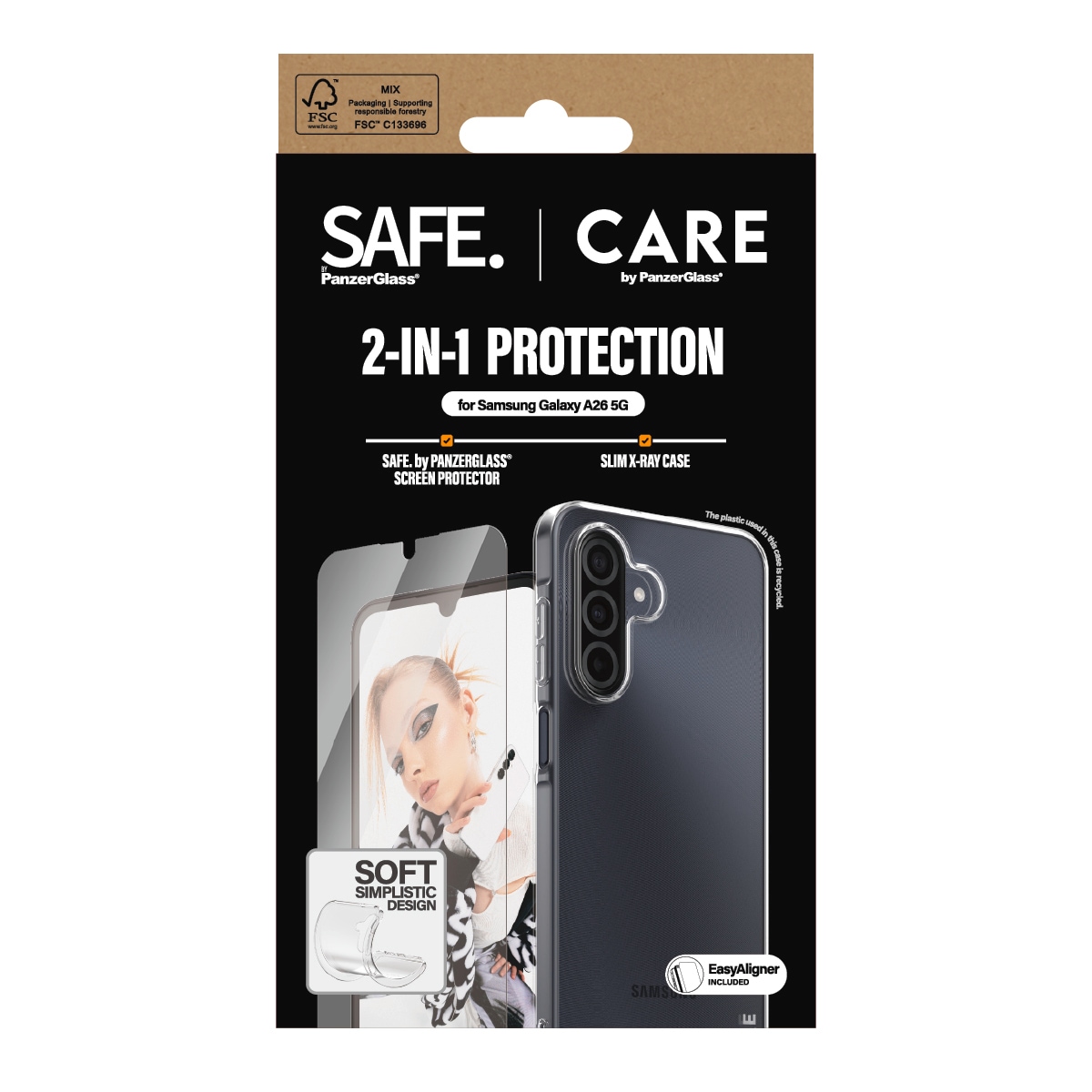CARE by PanzerGlass Displayschutzglas »2-in-1 Protection Slim X-Ray Case + Screen Protection«, für Samsung Galaxy A26, Displayschutzfolie, Schutzfolie, Bildschirmschutz, kratz- & stossfest