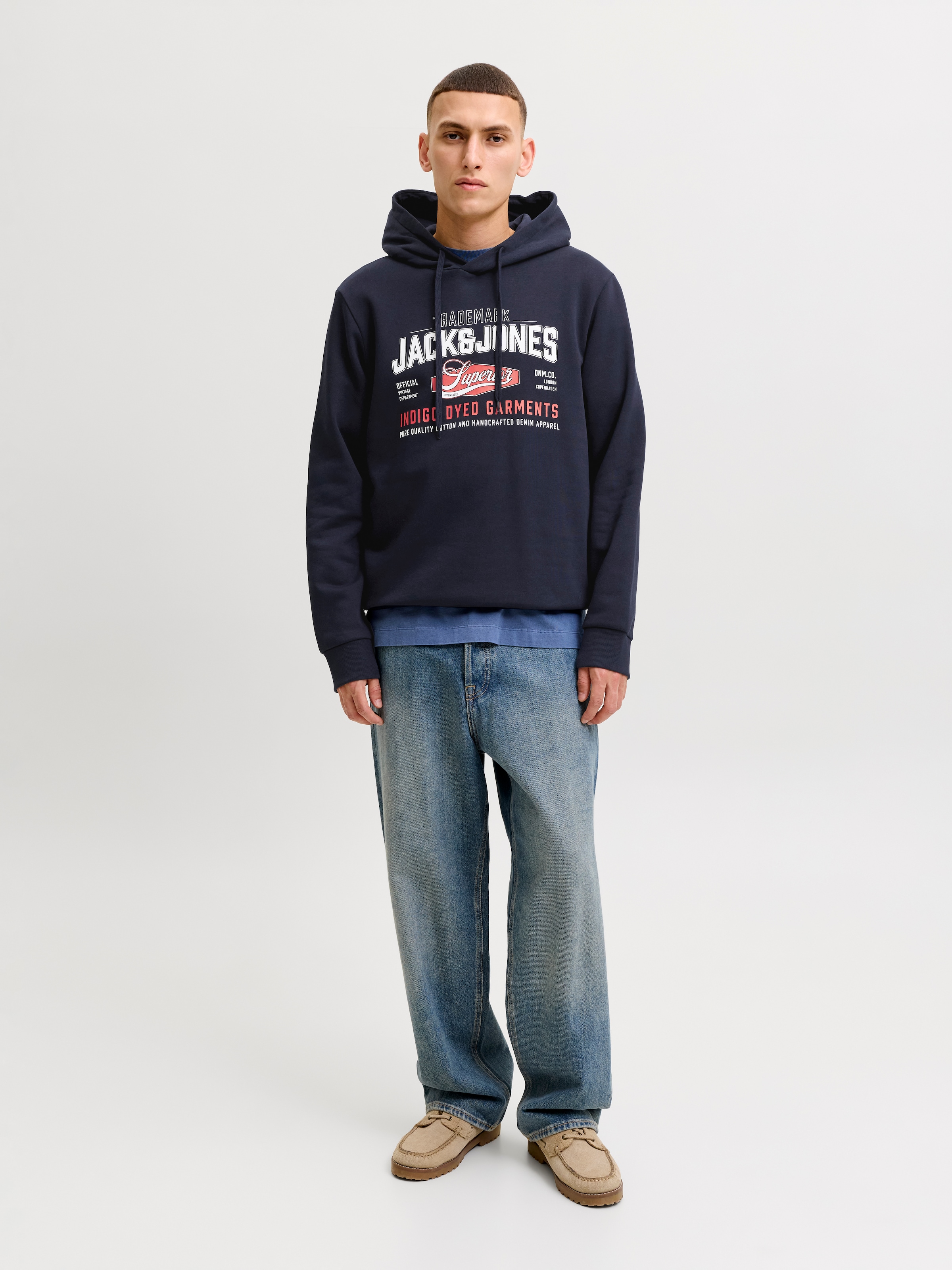 Jack & Jones Sweat à capuche »JJELOGO SWEAT HOOD 2 COL AW26 SN«, mélange coton, coupe régulière
