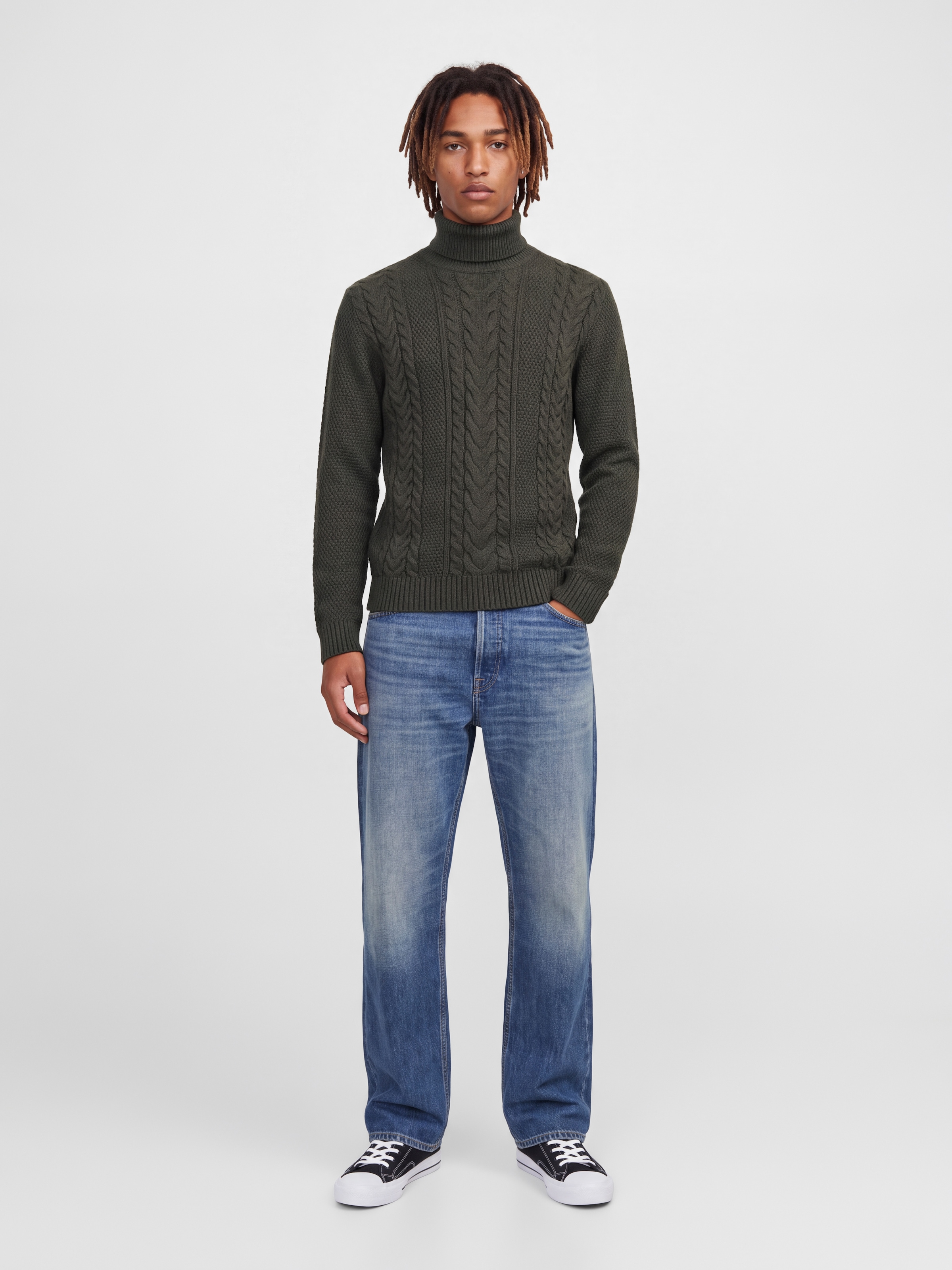 Jack & Jones Pull à col roulé »JJJAMES KNIT ROLL NECK« mélange de matériaux, coupe régulière