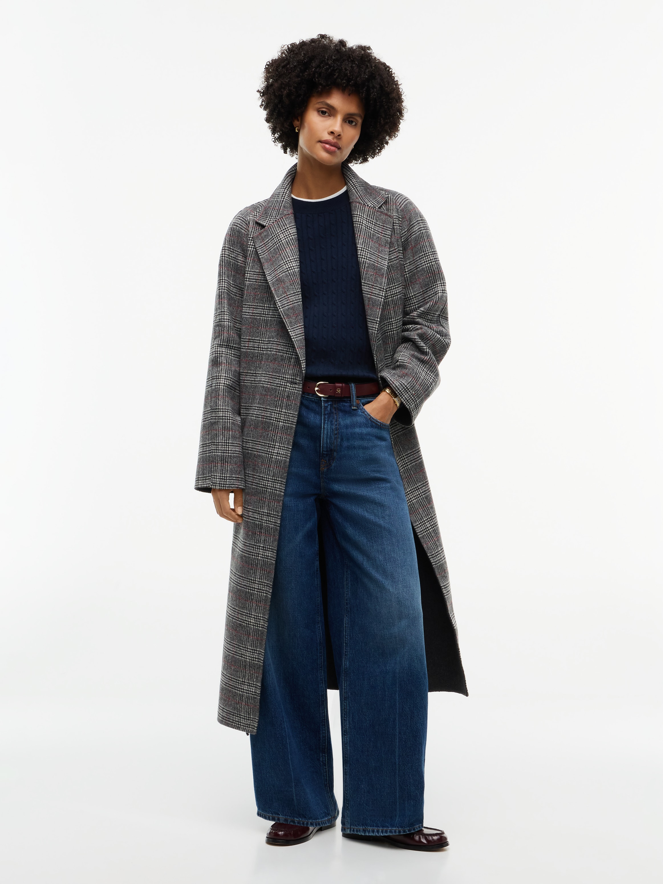 Tommy Hilfiger Langmantel »DF WOOL REG BELTED CHECKED COAT« Materialmix, mit Wolle