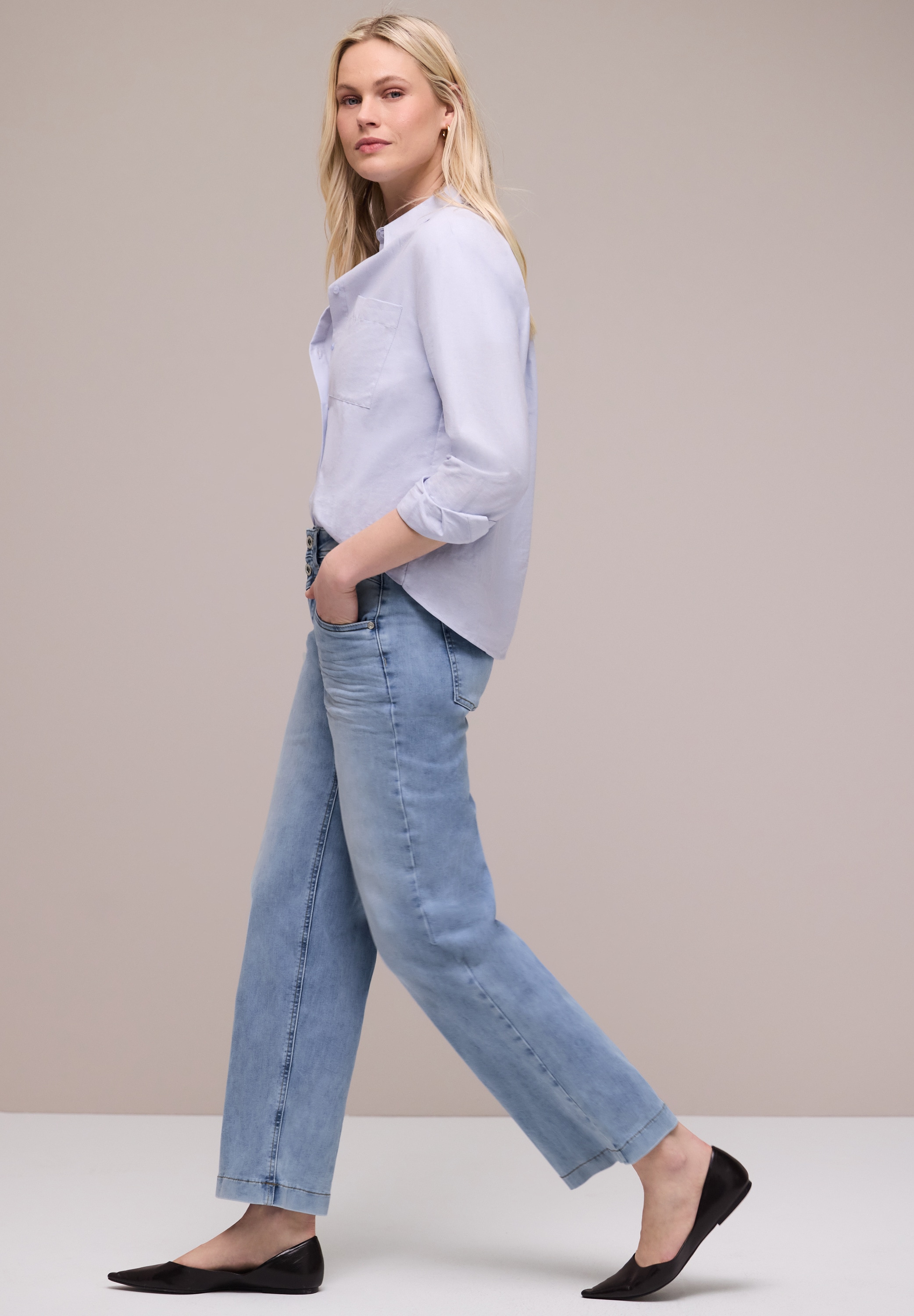 STREET ONE High-waist-Jeans »Style Emee« mit weitem Bein und Viskose mit Stretch