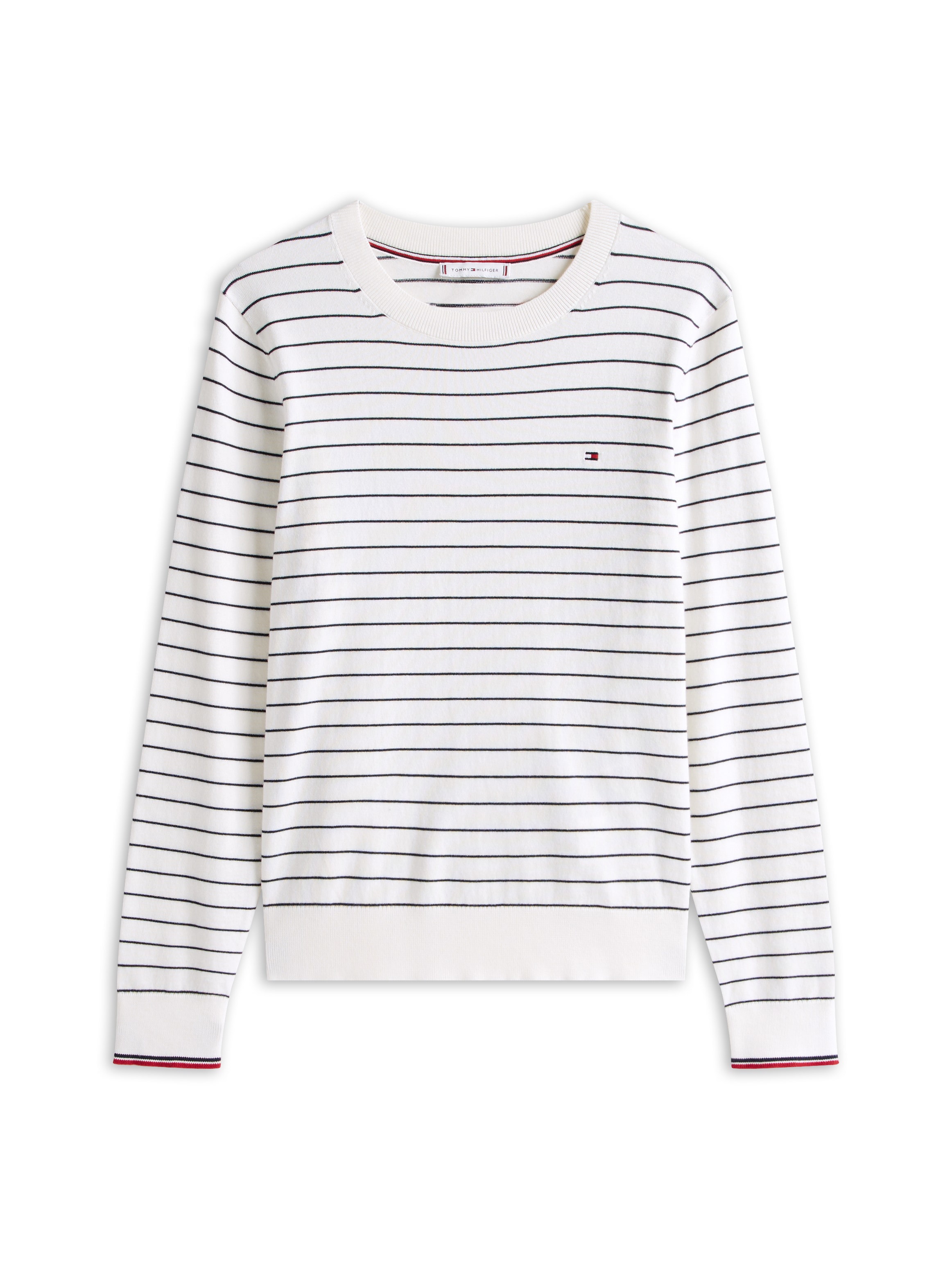 Tommy Hilfiger Rundhalspullover »CO JERSEY STITCH LS C-NK SWT« mit Logostickerei
