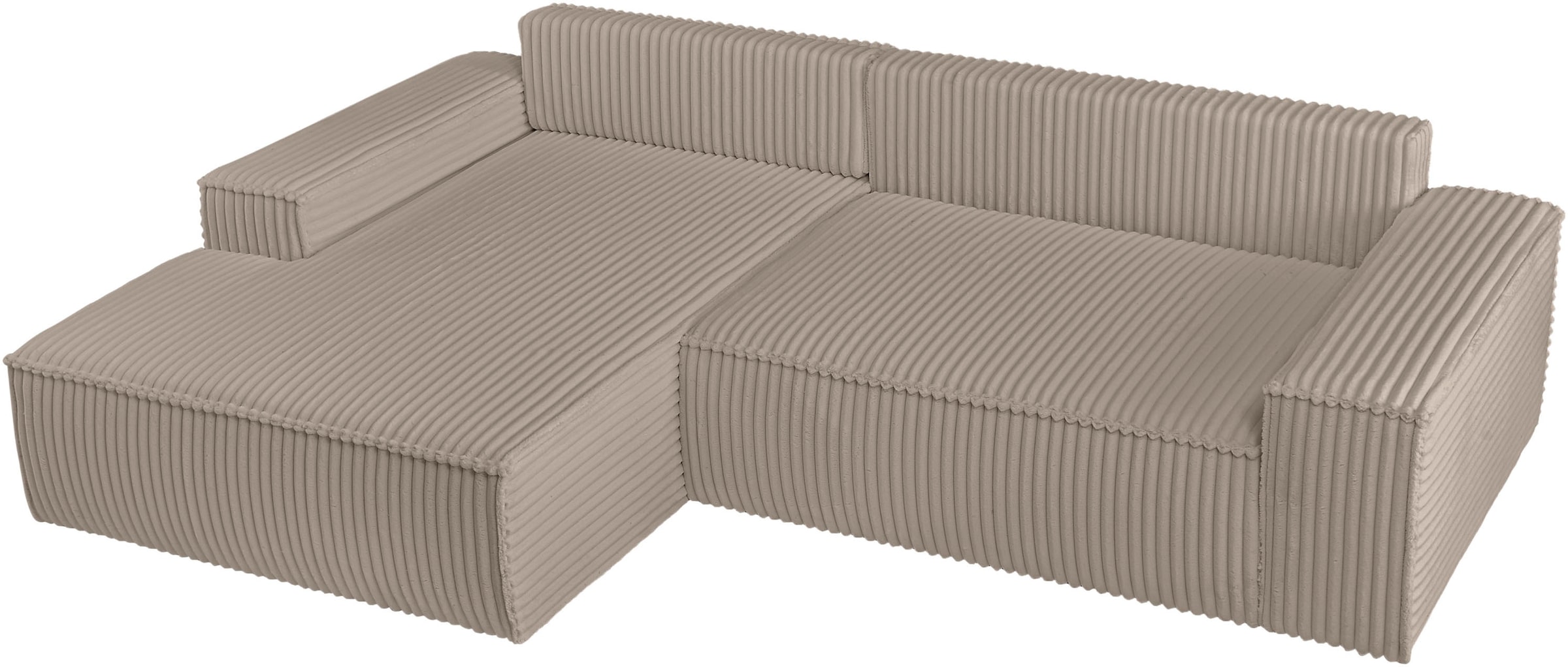 andas Ecksofa »Finnley Schlafsofa 267 cm in Bouclé, Struktur fein u. Cord, L-Form,«, Schlaffunktion m. Bettkasten (136/210 cm), Bouclé, Struktur und Cord