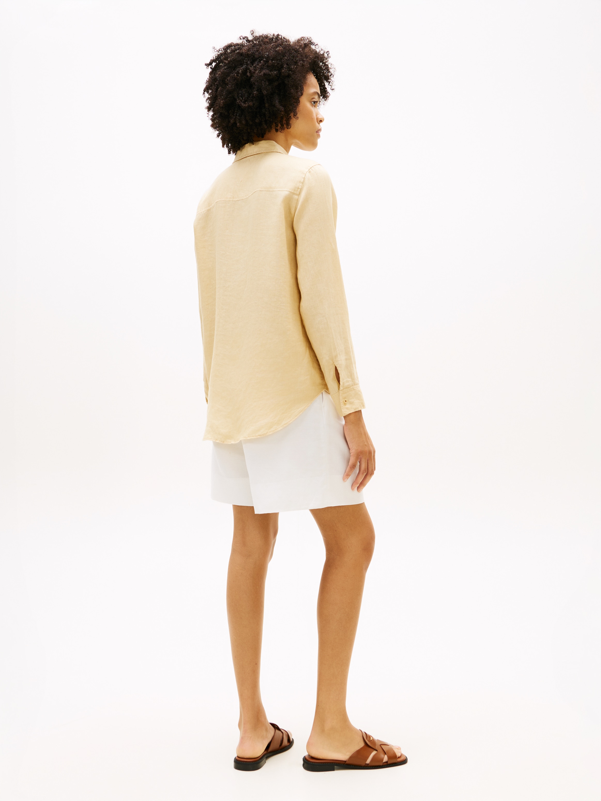 Tommy Hilfiger Blouse chemise »ESS LINEN RELAXED SHIRT« avec broderie logo, lin premium rafraîchissant