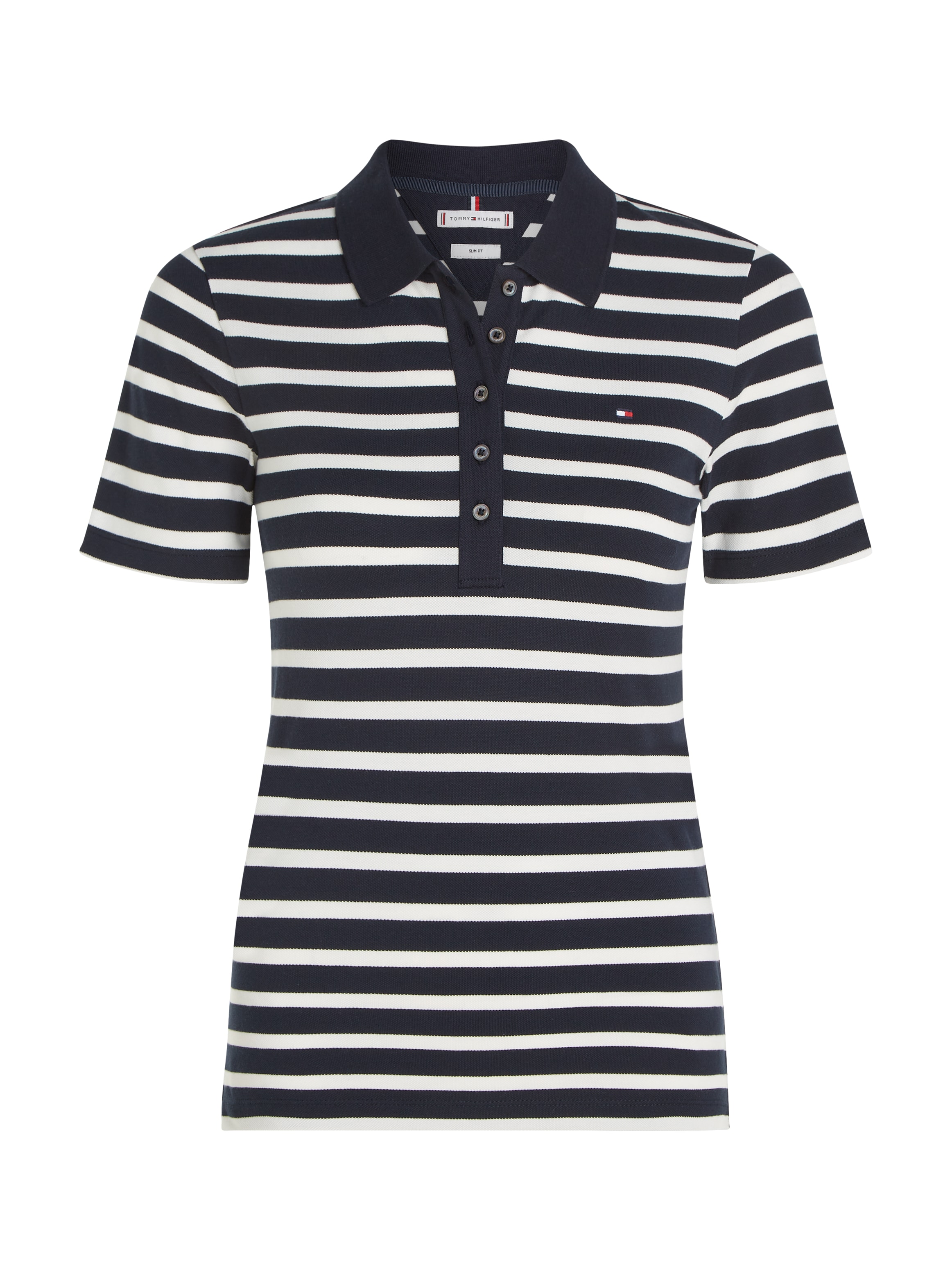 Tommy Hilfiger Poloshirt »1985 SLIM PIQUE STRIPE POLO SS«, mit dezenter Tommy Hilfiger Logostickerei