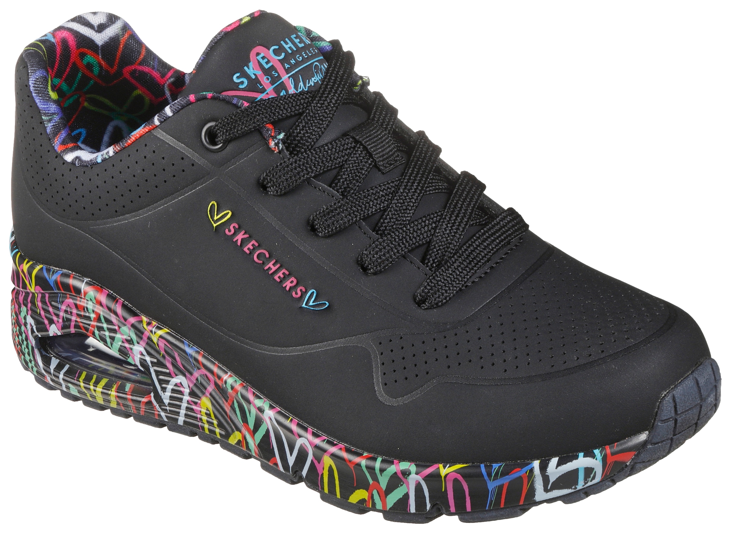 Image of Skechers "UNO-LOVING LOVE" Freizeitschuh, Halbschuh, Schnürschuh mit coolem Graffiti-Print