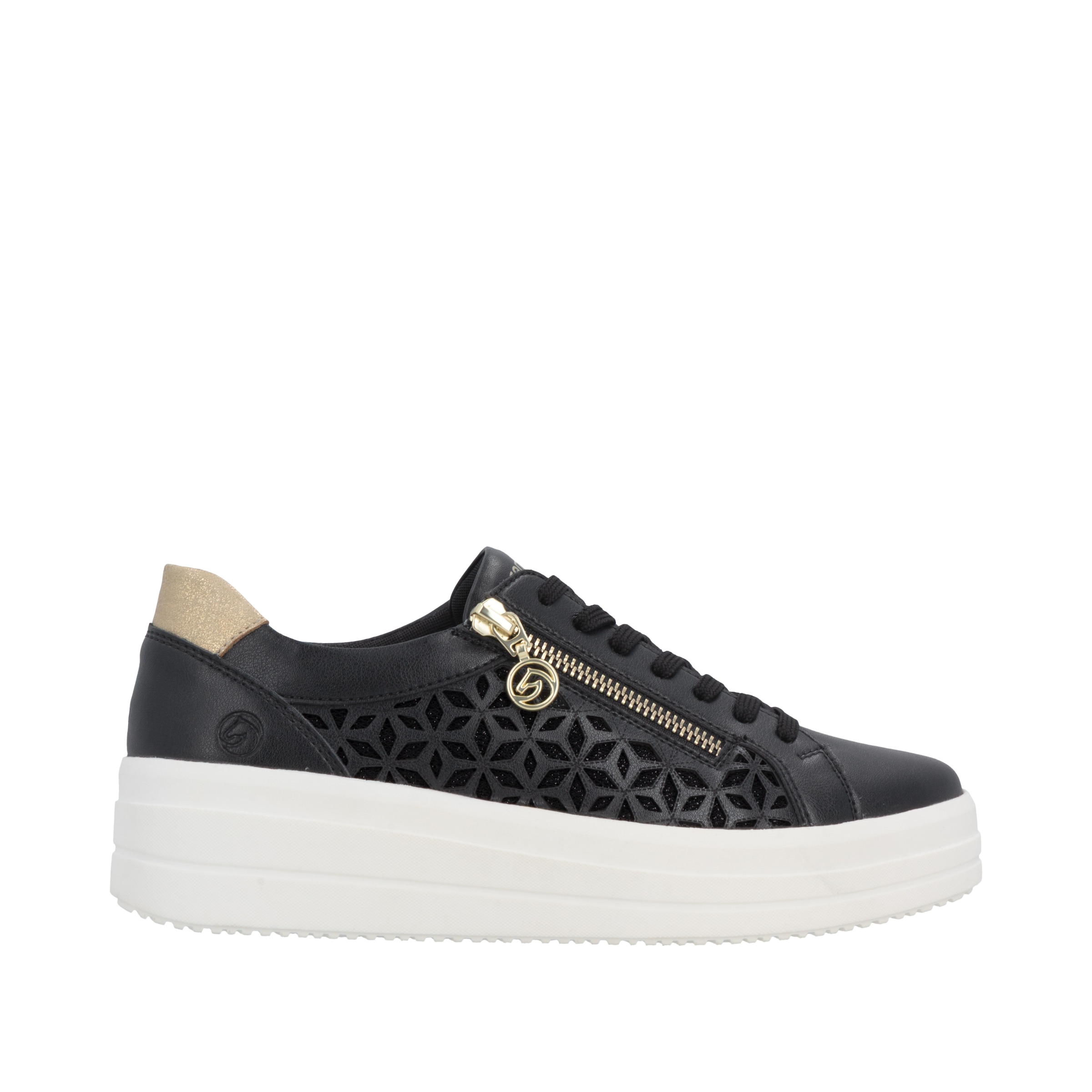 Remonte Baskets à plateforme  chaussure basse, à lacets, avec perforations et fermeture éclair latérale