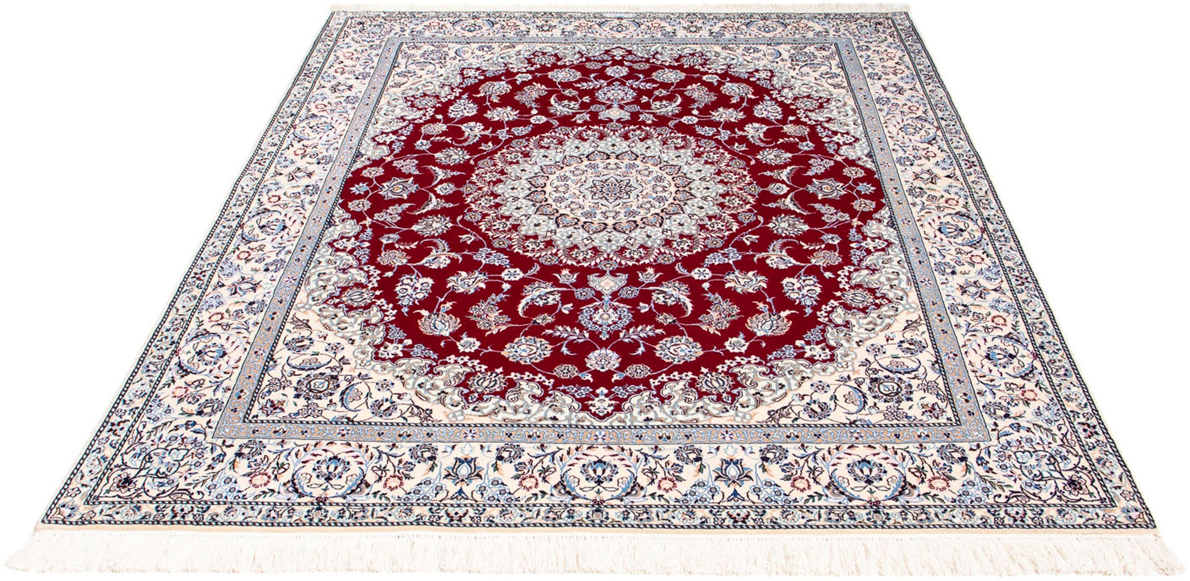 Image of morgenland Orientteppich »Perser - Nain - Premium - 196 x 158 cm - dunkelrot«, rechteckig, 6 mm Höhe, Wohnzimmer, Handgeknüpft, Einzelstück mit Zertifikat bei Ackermann Versand Schweiz