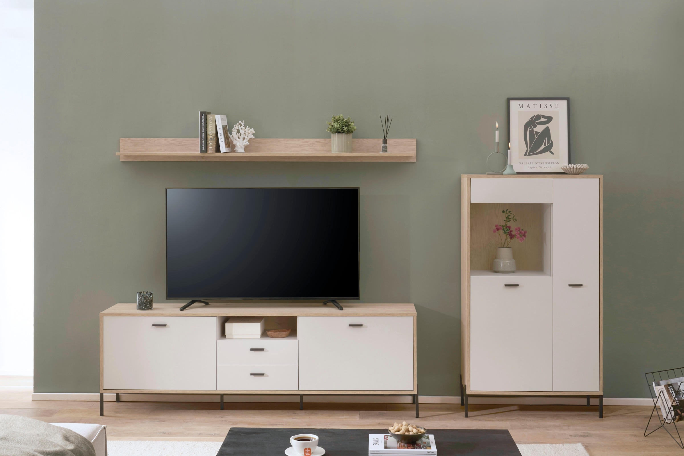 Home affaire Wohnwand »Fredericia, moderne Anbauwand, Komplettset in Kaschmir« Set, 3 Stk. tlg.