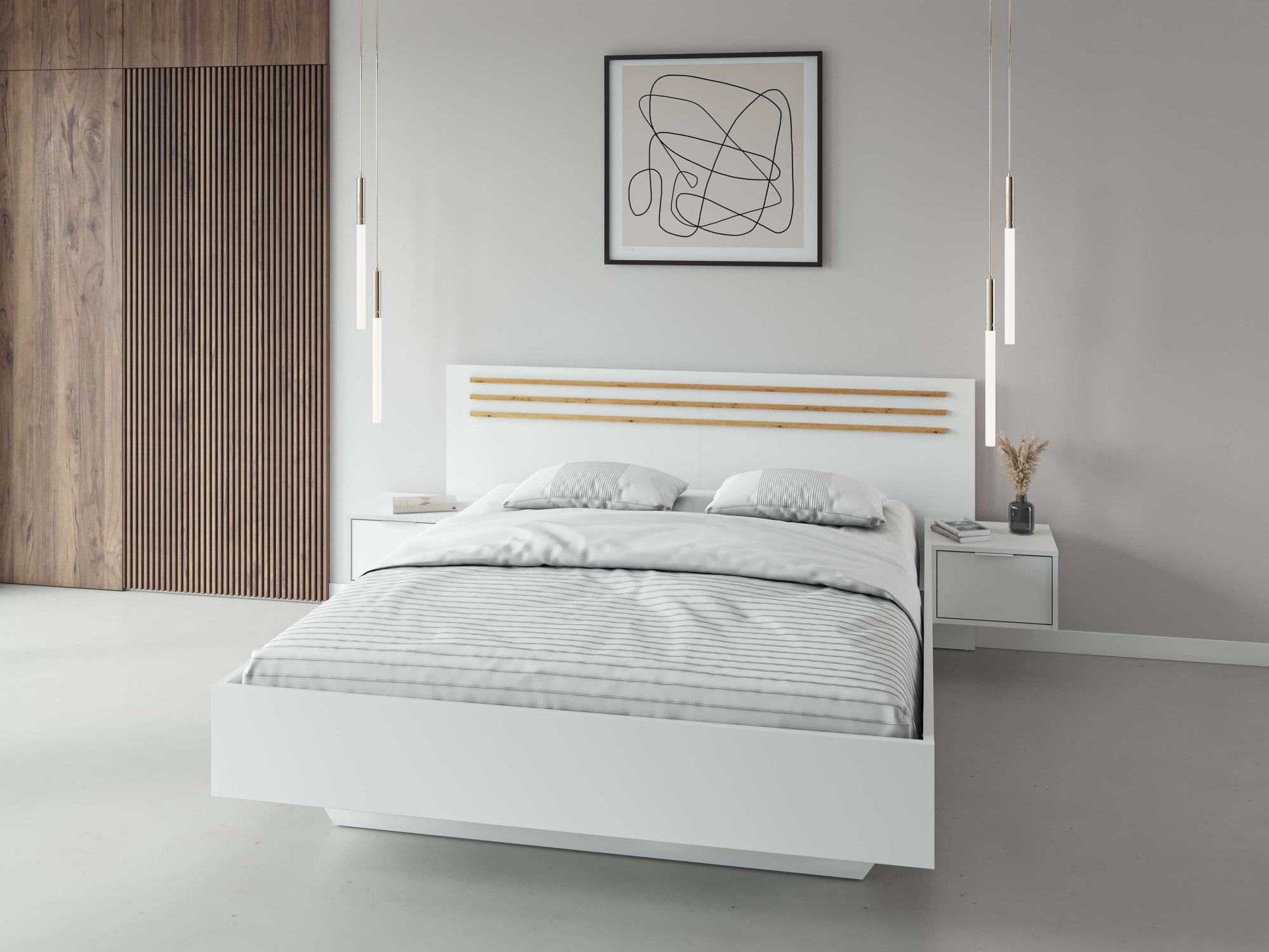 Image of Home affaire Bett "Bettgestell Calera mit zwei Nachttischen (Schlaffläche 180x200 cm)" Set, Bett mit 2 Nakos und 2 Schubladen, Bettgestell, mit Schubladen, BxTxH 265x204x96 cm