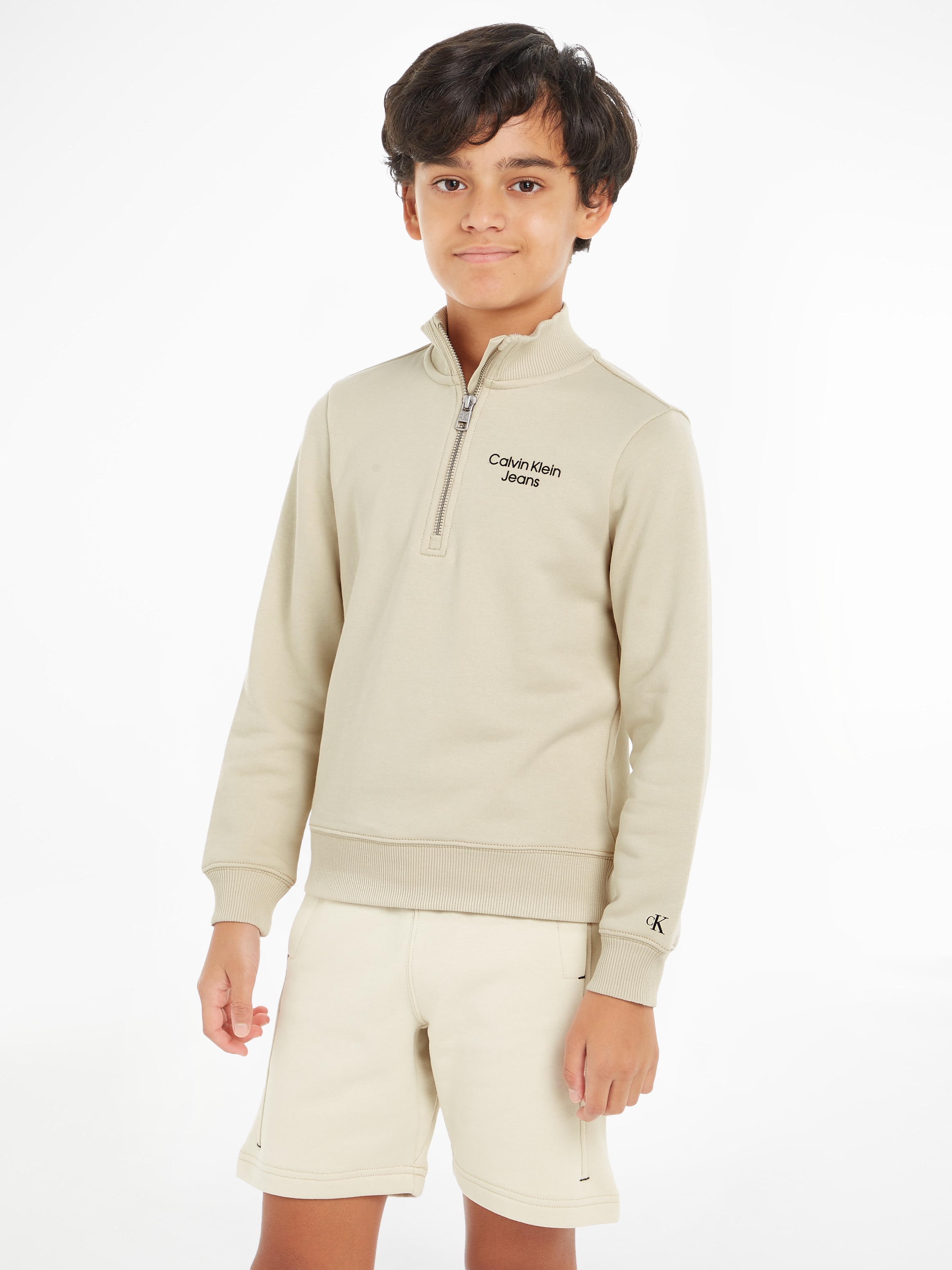 Calvin Klein Jeans Sweatshirt »CKJ STACK LOGO TERRY HALF-ZIP«, Kinder bis 16 Jahre