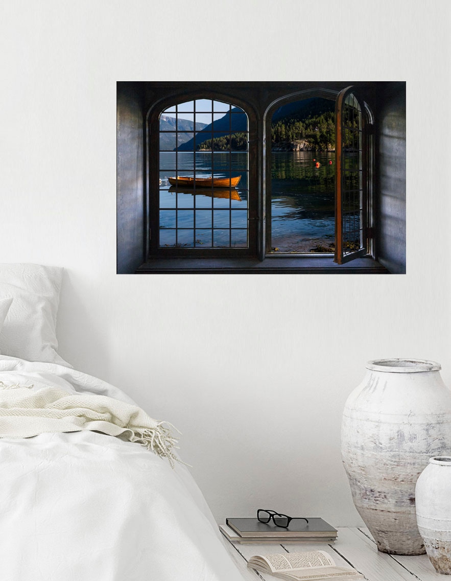 Image of queence Wandsticker "Lago di Garda" Wandsticker, Wandbild, selbstklebend, 3D, Fenster