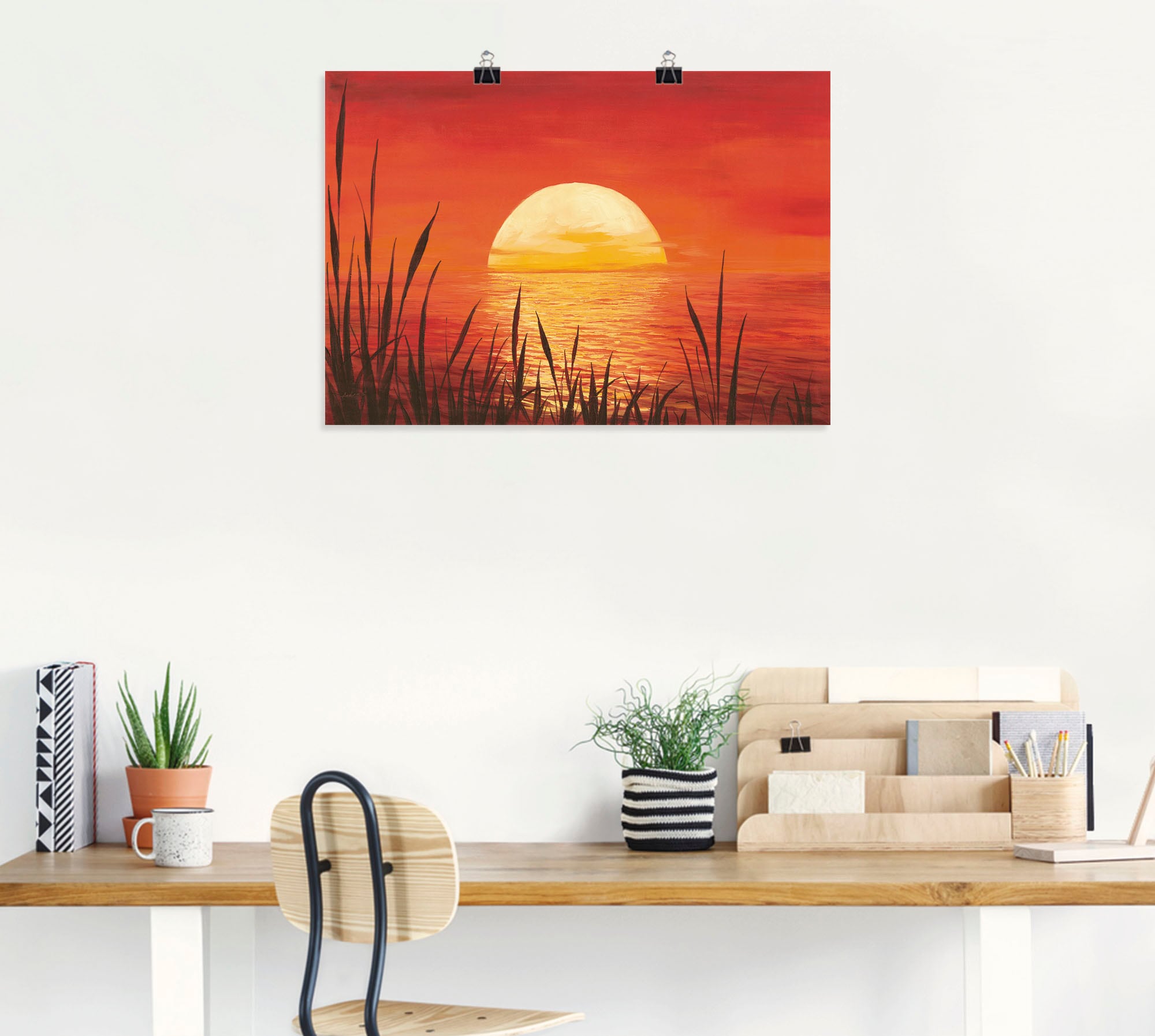 Artland Wandbild »Roter Sonnenuntergang am Ozean« Bilder vom Sonnenuntergang & -aufgang 1 Stk. tlg. als Alubild, Outdoorbild, Leinwandbild, Poster, Wandaufkleber