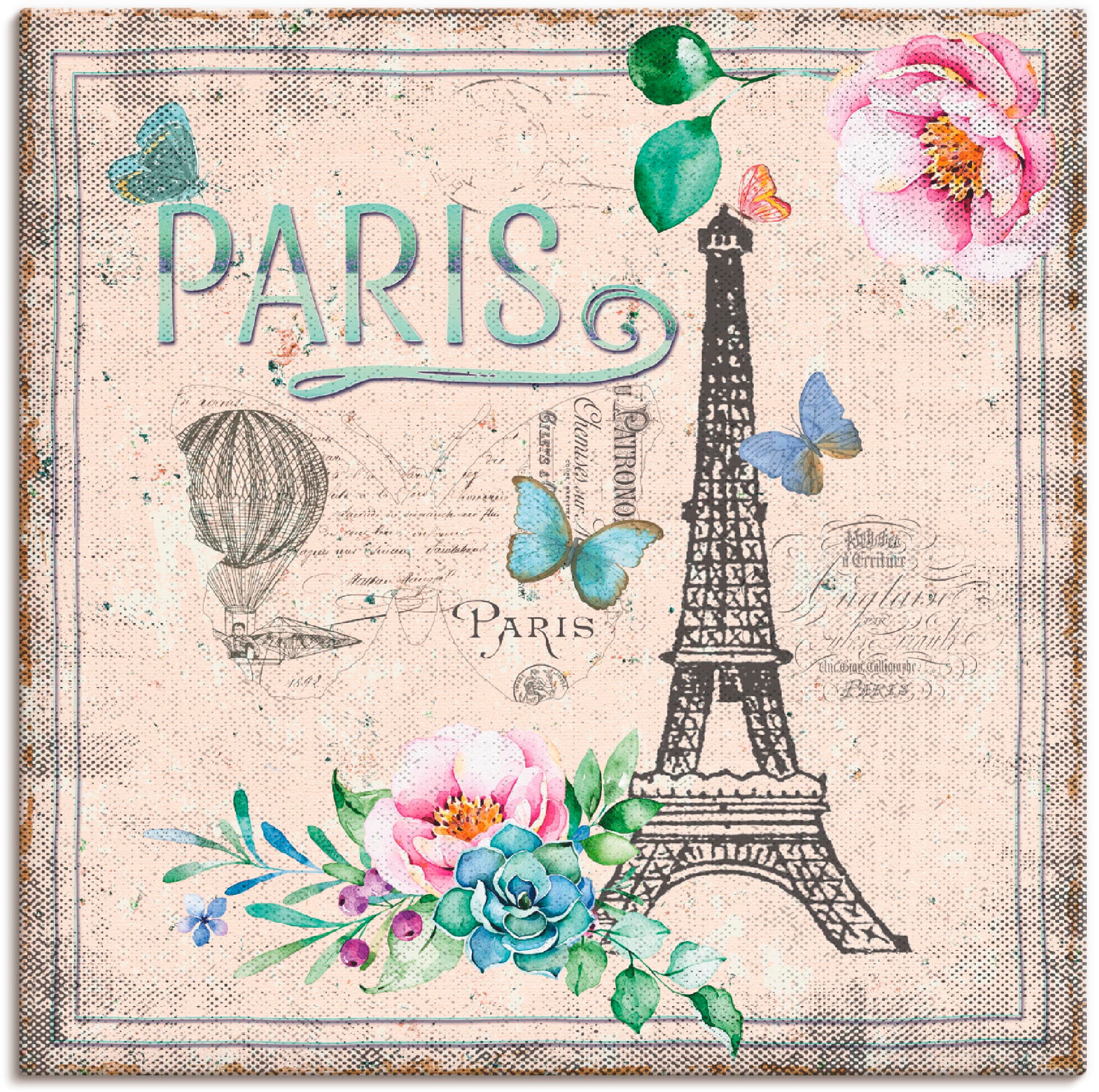 Image of Artland Leinwandbild "Paris - meine Liebe" Gebäude 1 Stk. tlg. auf Holzrahmen gespannt