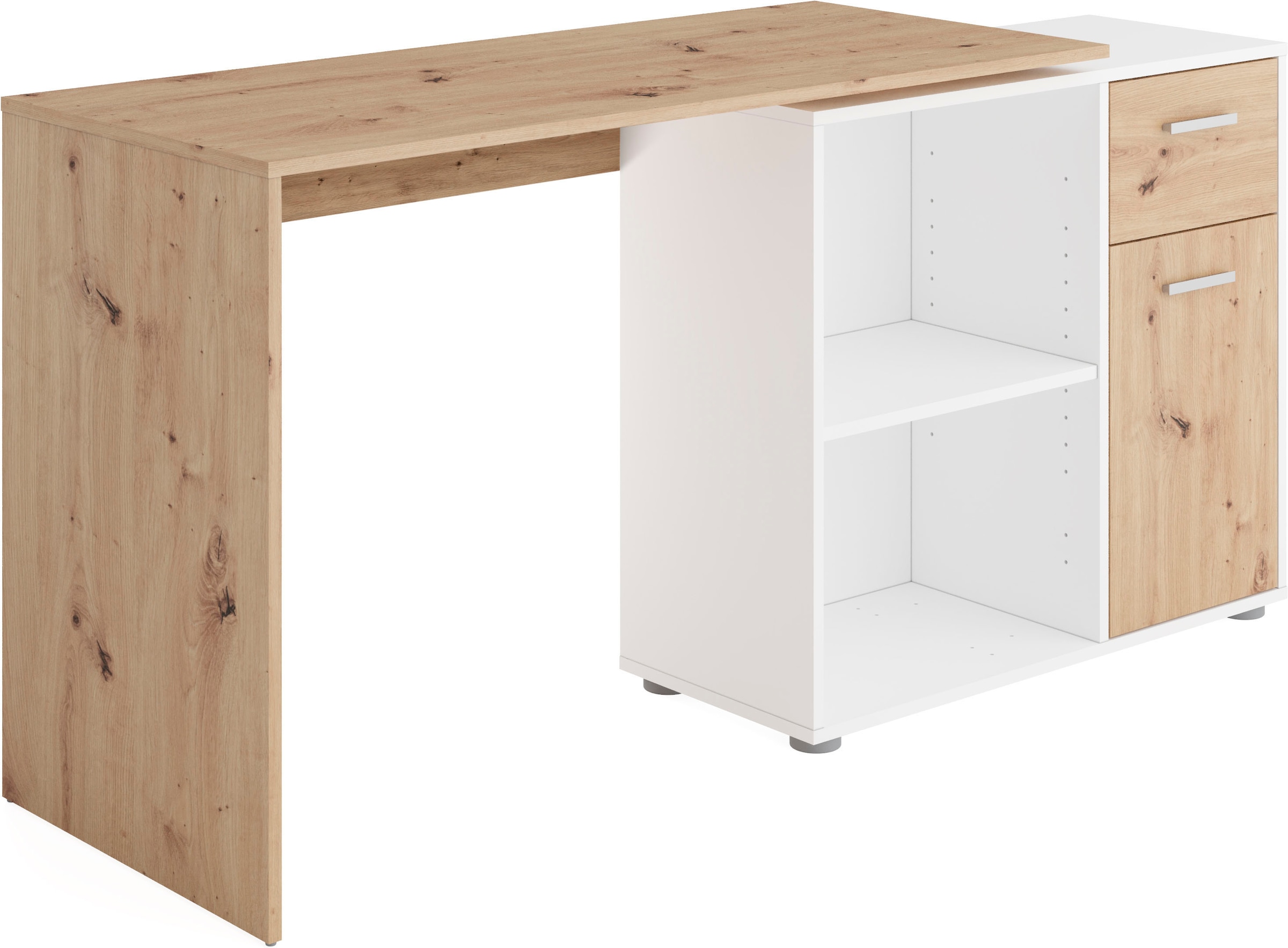 FMD Eckschreibtisch »AUGSBURG«, Schreibtisch / Sideboard mit Stauraum,  drehbar, Breite 117/148 cm bequem kaufen