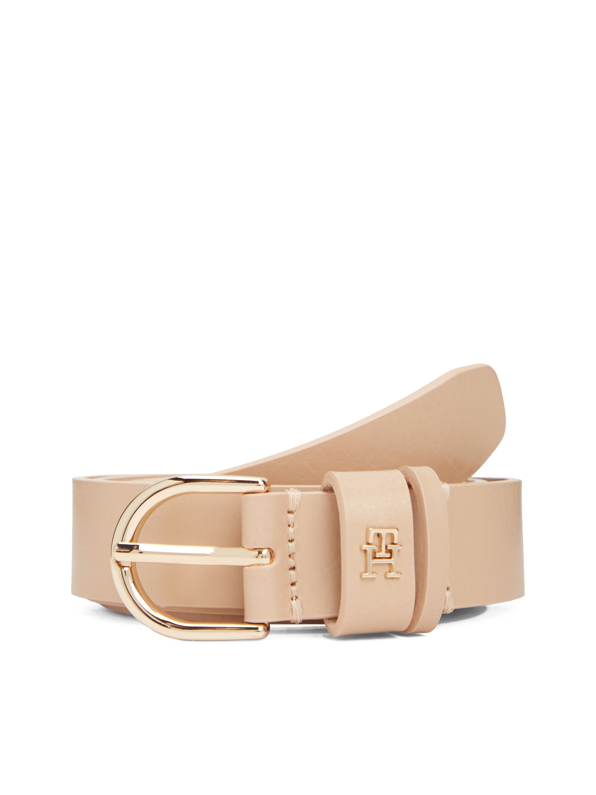Tommy Hilfiger Ledergürtel »ESSENTIAL EFFORTLESS 2.5 cm breit GOLD« Logoemblem, weiche Haptik, ovale Einfachdornschliesse