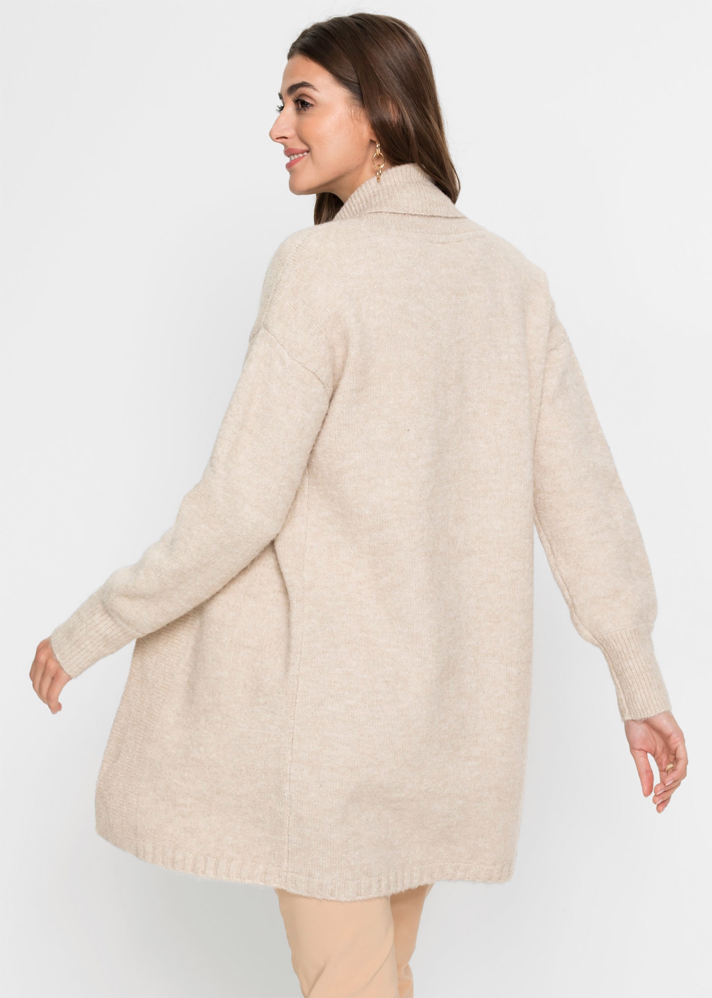 bonprix Cardigan long bequeme Passform, mit voluminösen Ärmeln, mit Schalkragen