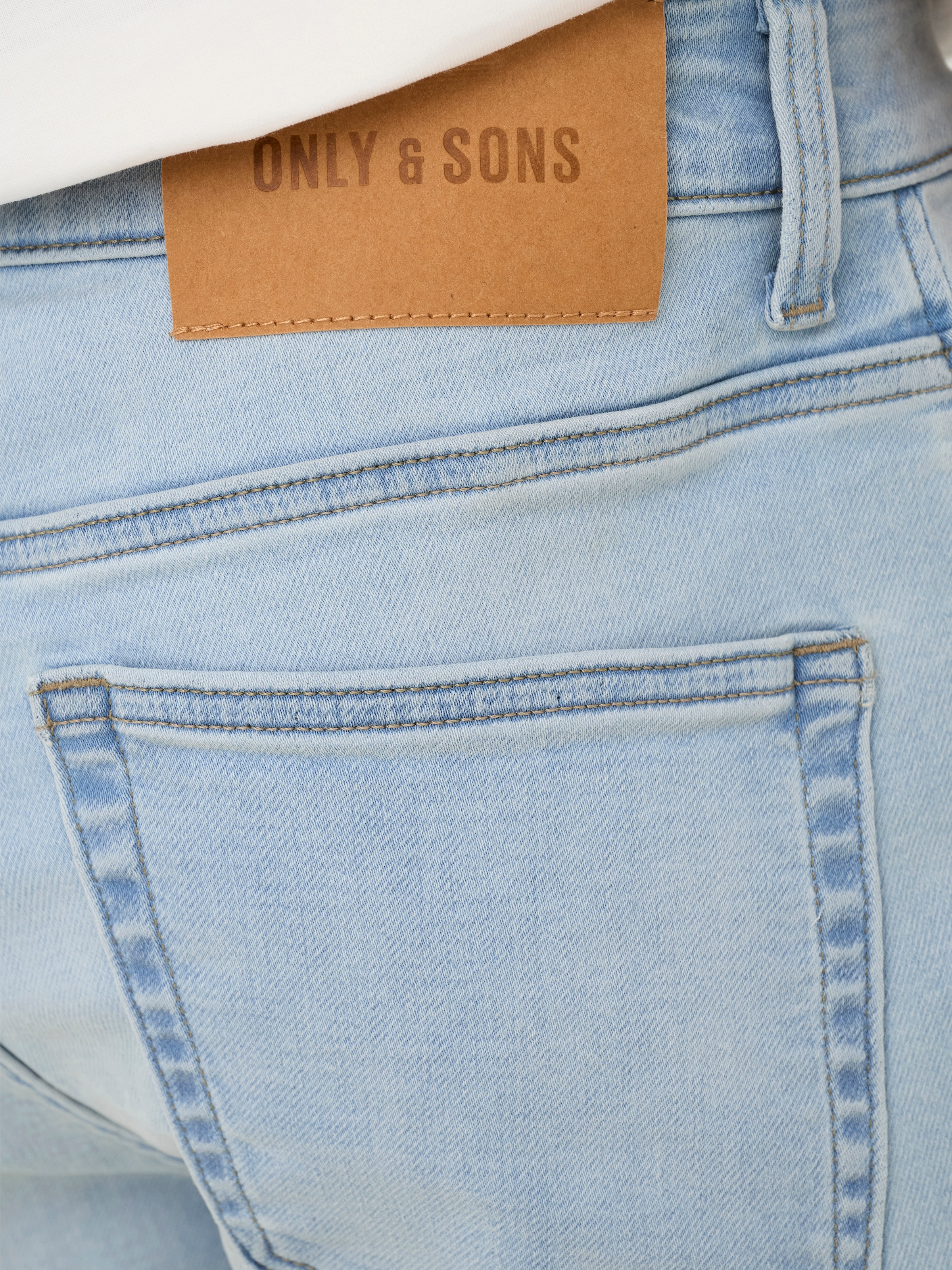 ONLY & SONS Short en jean »ONSPLY JOG LBD 0023 ANA DNM SHORTS NOOS« mélange coton, coupe régulière