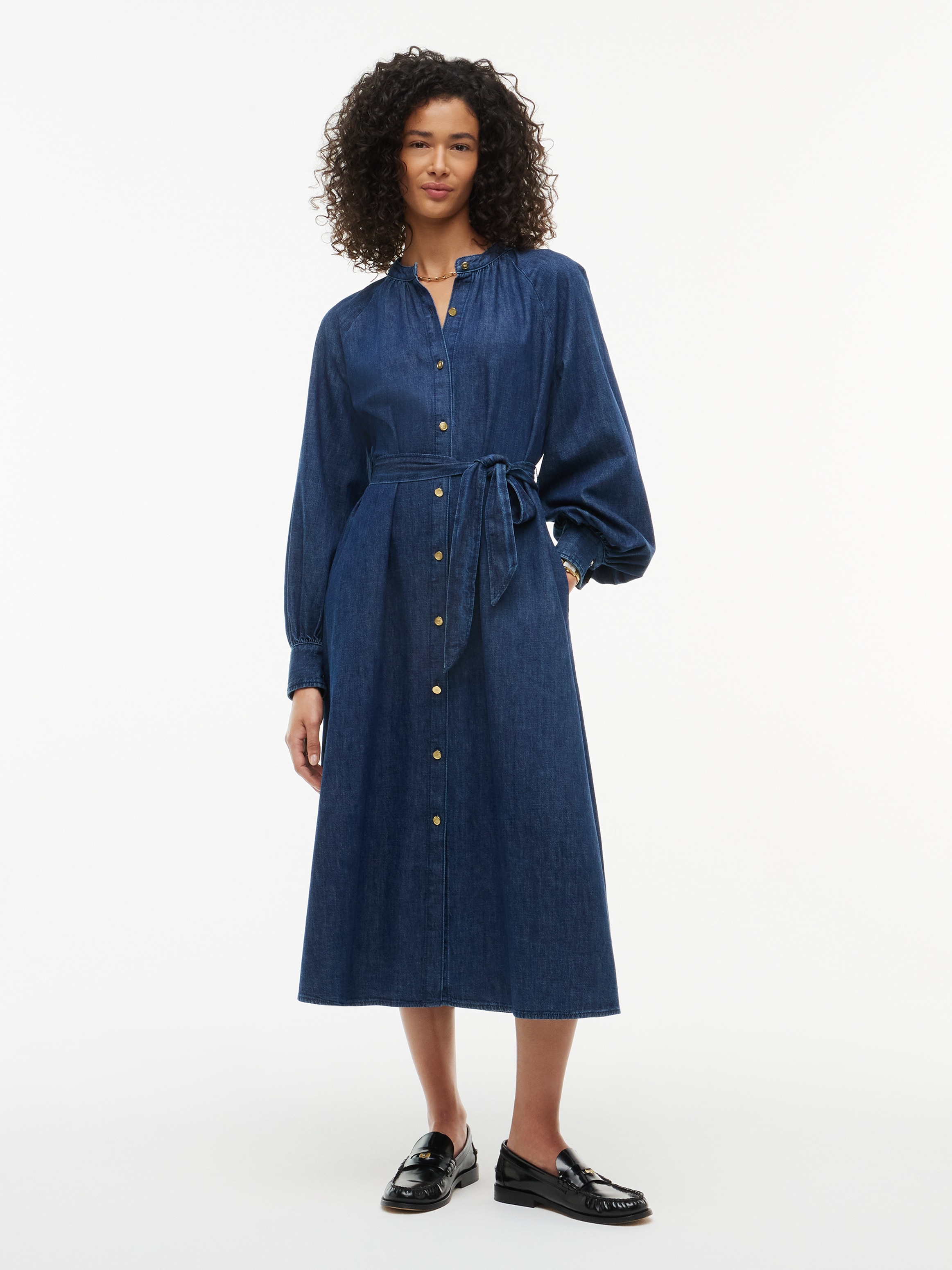 Image of Tommy Hilfiger Jeanskleid "GATHERED MIDI DRESS MYF" Baumwoll-Denim
