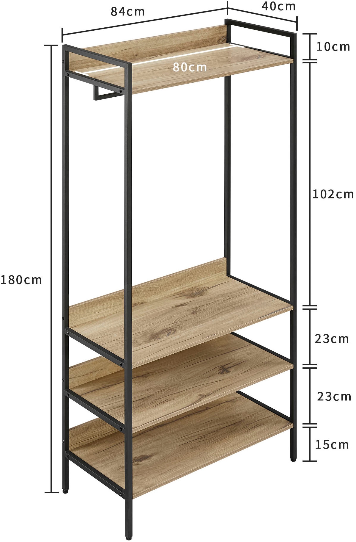 GOODproduct Garderobenschrank »Tayler« Melamin-Tischplatte, pulverbeschichtetem Metallgestell, Höhe 180 cm
