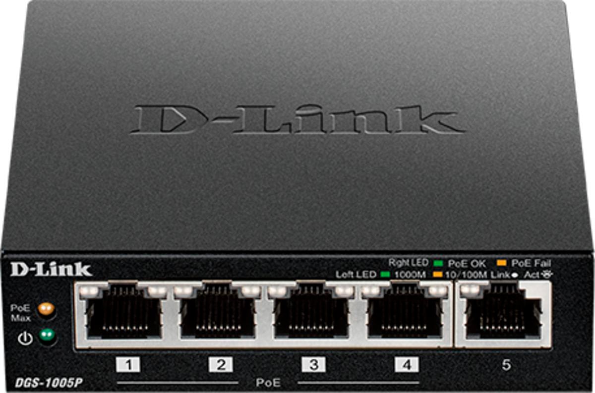 D-Link Netzwerk-Switch »DGS-1005P 5-Port Desktop Gigabit PoE+ Switch«