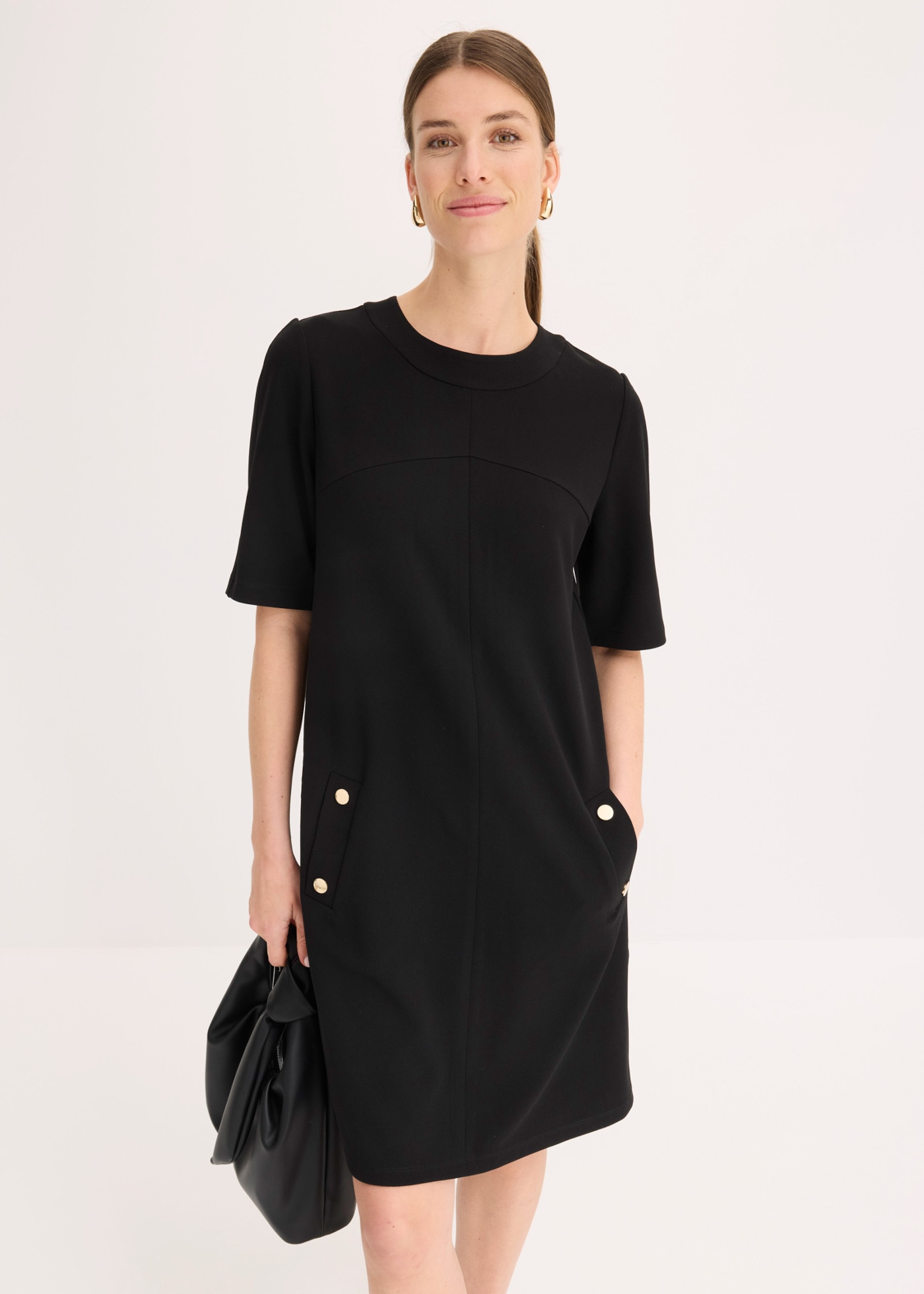 Image of bonprix Midikleid loose fit, Kurzarm-Design, aus Polyester und Elasthan, Midilänge