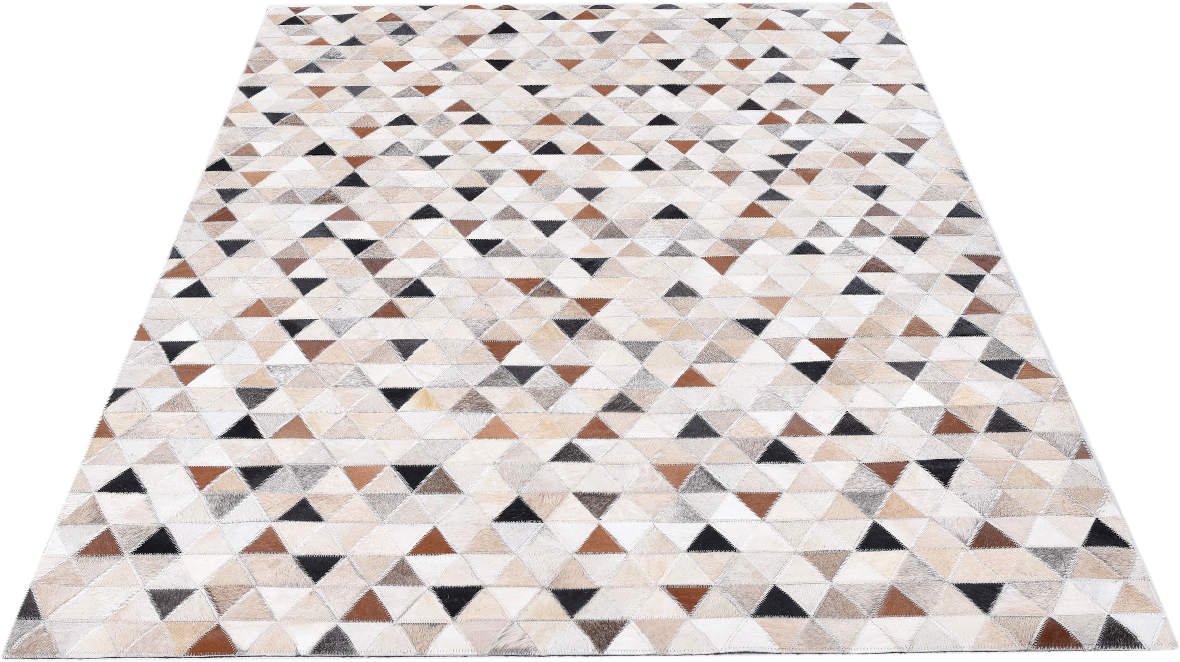 Image of THEKO Fellteppich "Kobe" rechteckig 3 mm Höhe Patchwork, handgenäht, echtes Rinderfell in Naturtönen