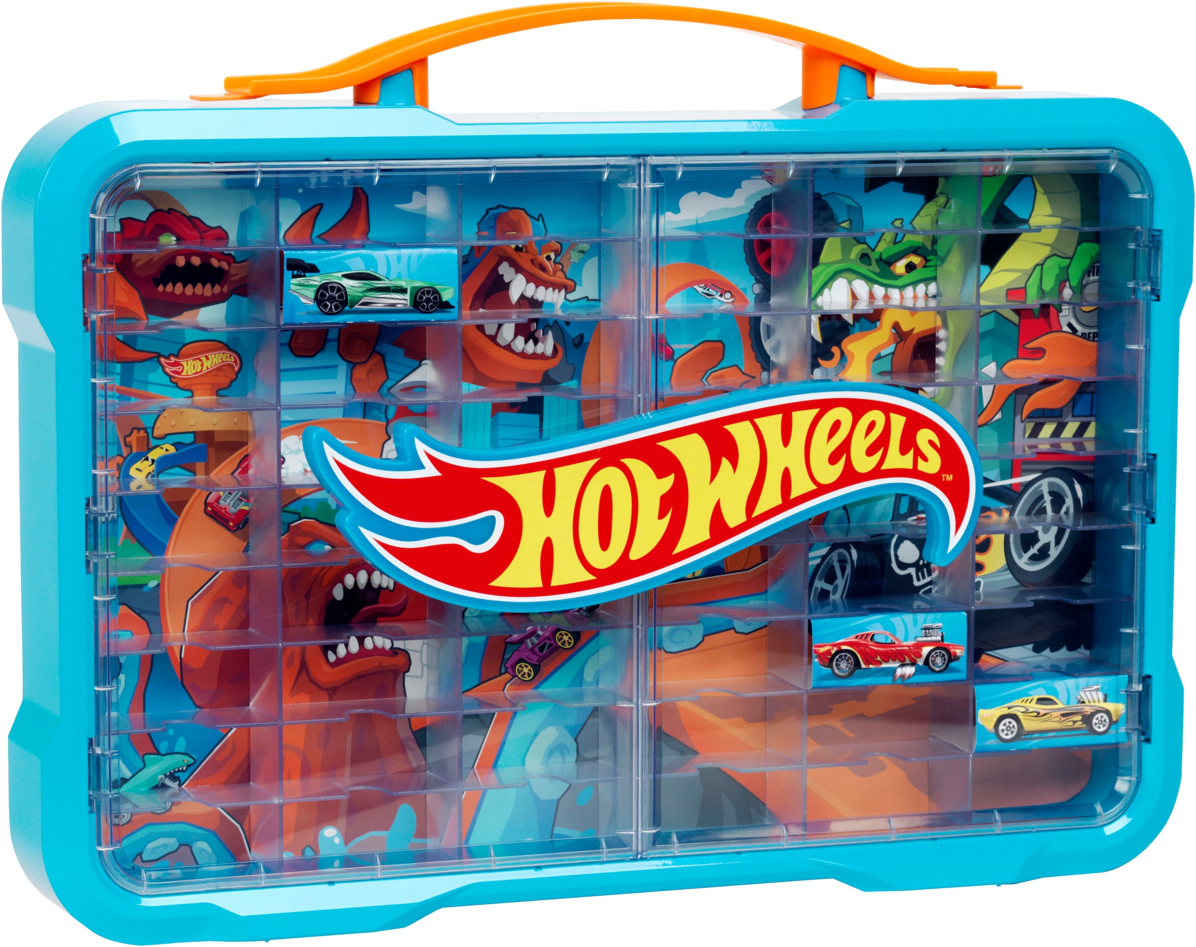 Klein Sammelkoffer »Sammelvitrine für 54 Autos« mit leuchtendem Hot Wheels Logo