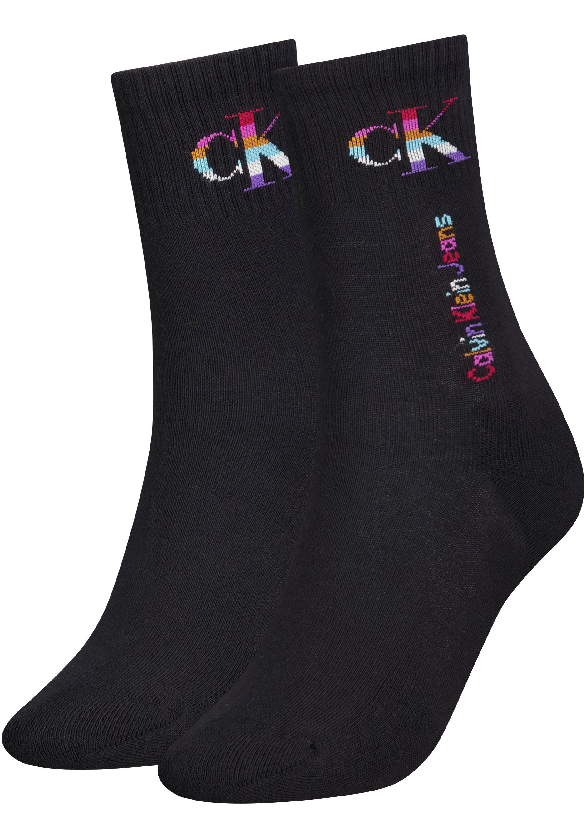 Calvin Klein Socken »CKJ WOMEN SOCKS PRIDE«, (Packung, 2 Paar), Regenbogen-Logo im Sale-Calvin Klein 1