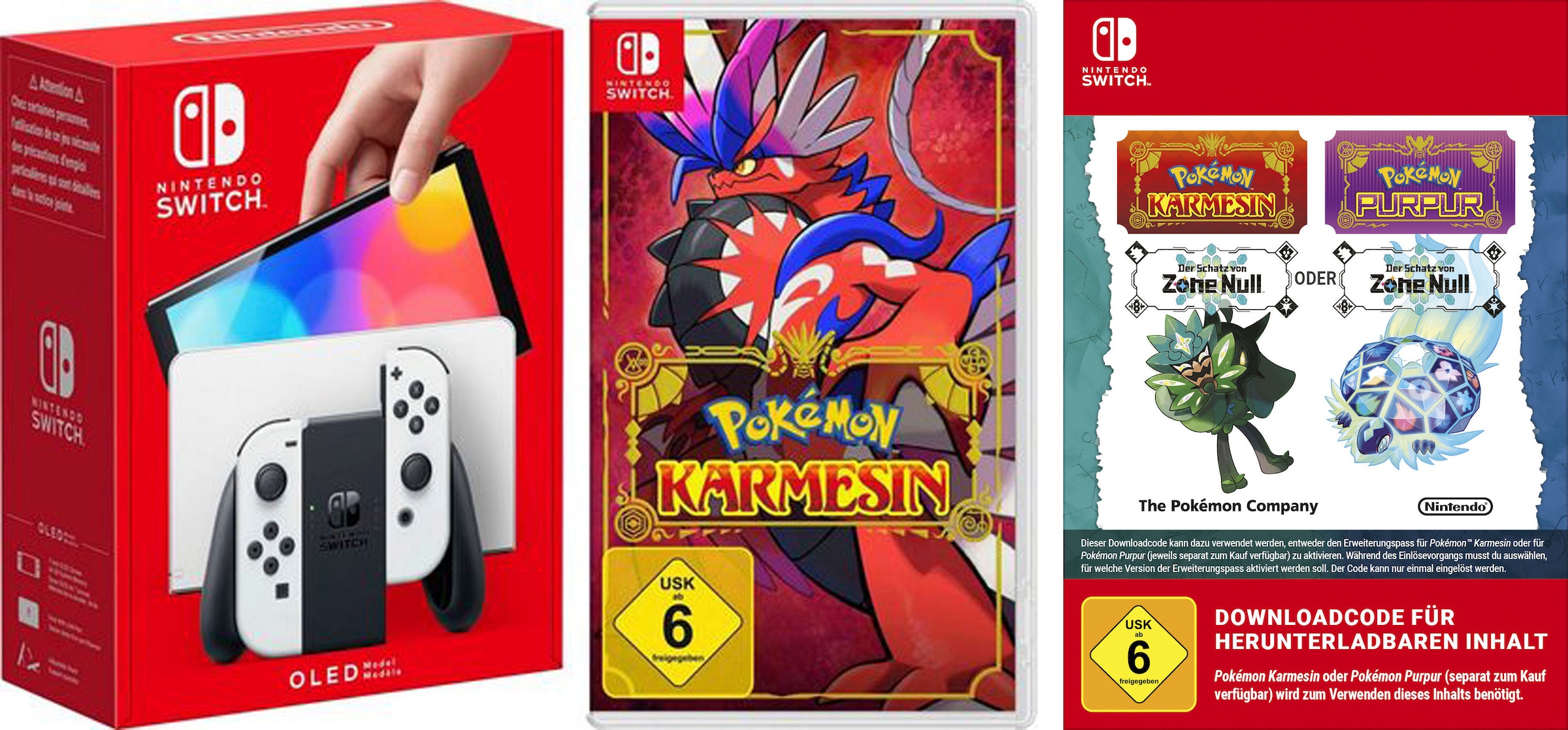 Nintendo Switch Spielekonsole »Switch OLED + Pokemon Karmesin + Der Schatz von Zone Null DLC«, OLED-Modell