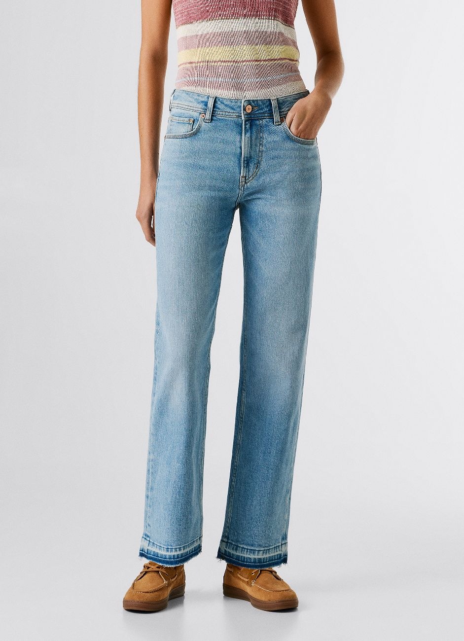 Image of Pepe Jeans 5-Pocket-Jeans "STRAIGHT JEANS MW ARROW" mit leicht ausgefranstem Beinabschluss, Mid Waist