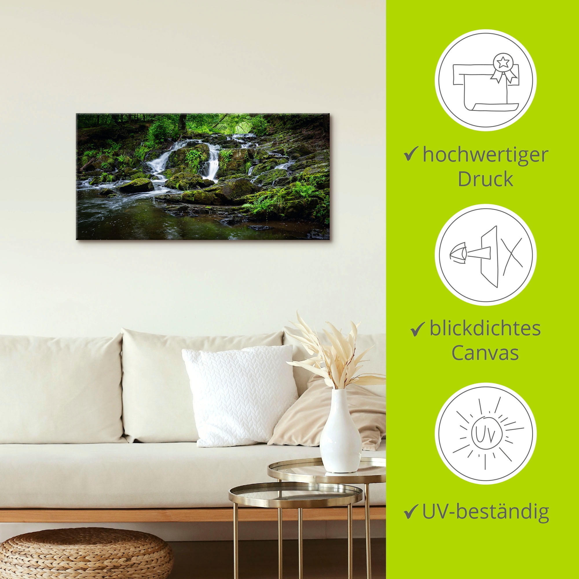 Artland Wandbild »Wasserfall Panorama«, Wasserfallbilder, (1 St.), als Leinwandbild, Poster in verschied. Grössen