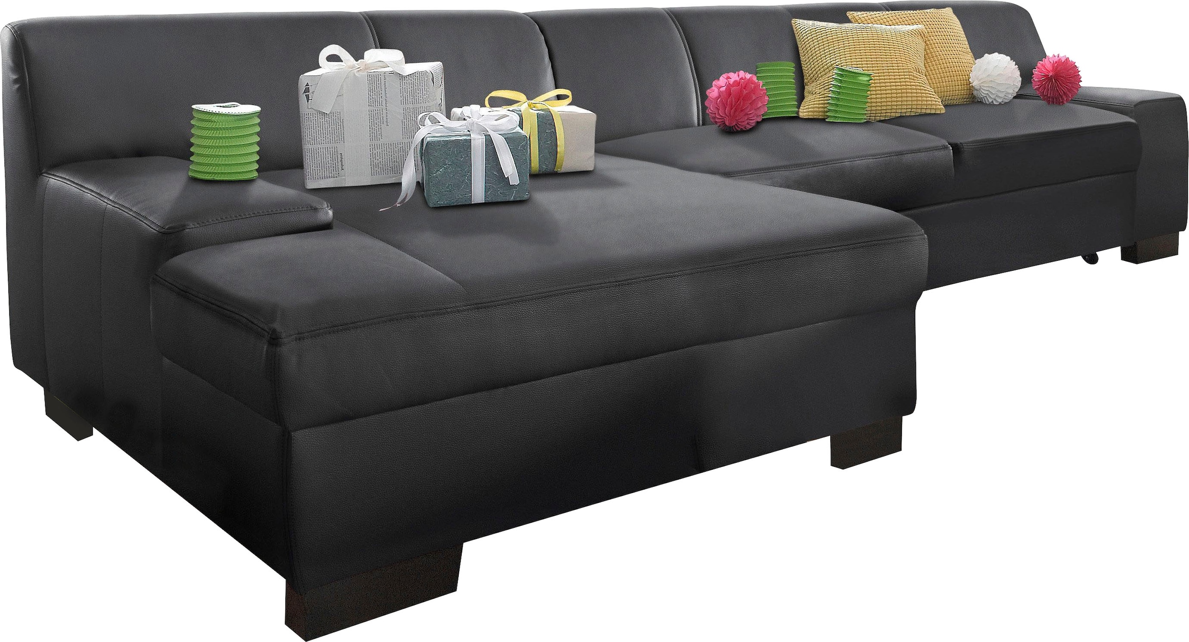 Image of DOMO collection Ecksofa "Norma Top, elegant, flache Armlehnen, bequem, Breite 268cm, L-Form" wahlweise mit Bettfunktion