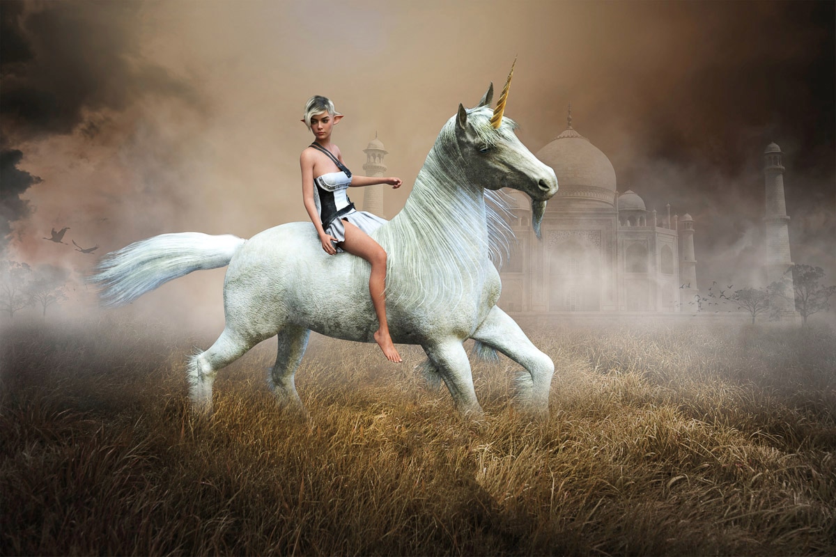 Image of Papermoon Fototapete "Einhorn Fantasy Elf"