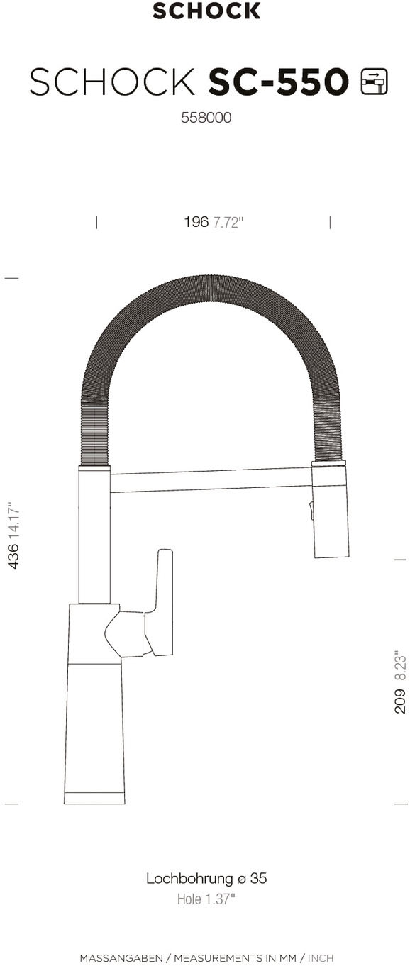 Schock Küchenarmatur »SC550« Festauslauf, Strahl-Brause, Rückflussverhinderer, Schwenkbereich 150°