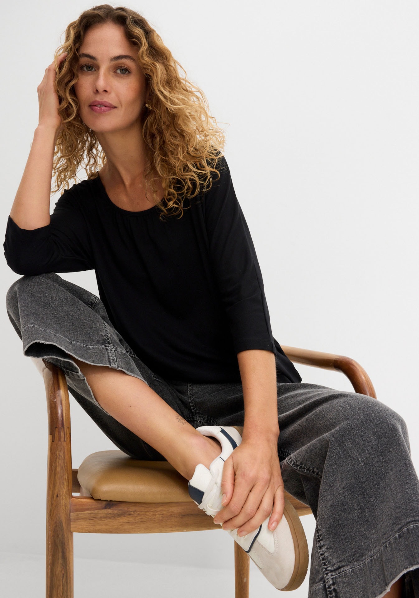 bonprix T-shirt oversize »Oversize-Shirt aus Viskose-Mix« lässig geschnittene Passform, mit Fledermausärmeln, aus Viskose-Mix