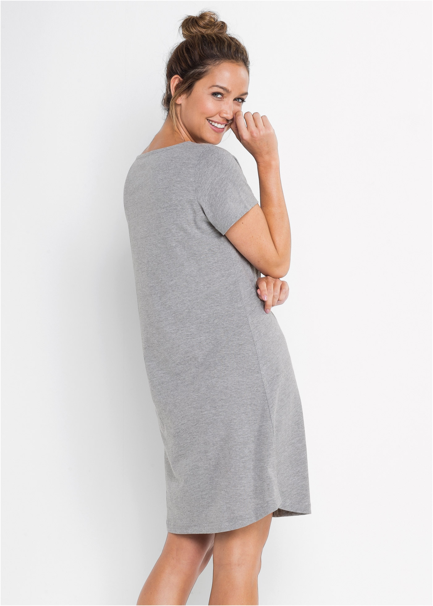 bonprix Chemise de nuit tolle Baumwollmischung, kurzarm, gerader, leicht ausgestellter Schnitt