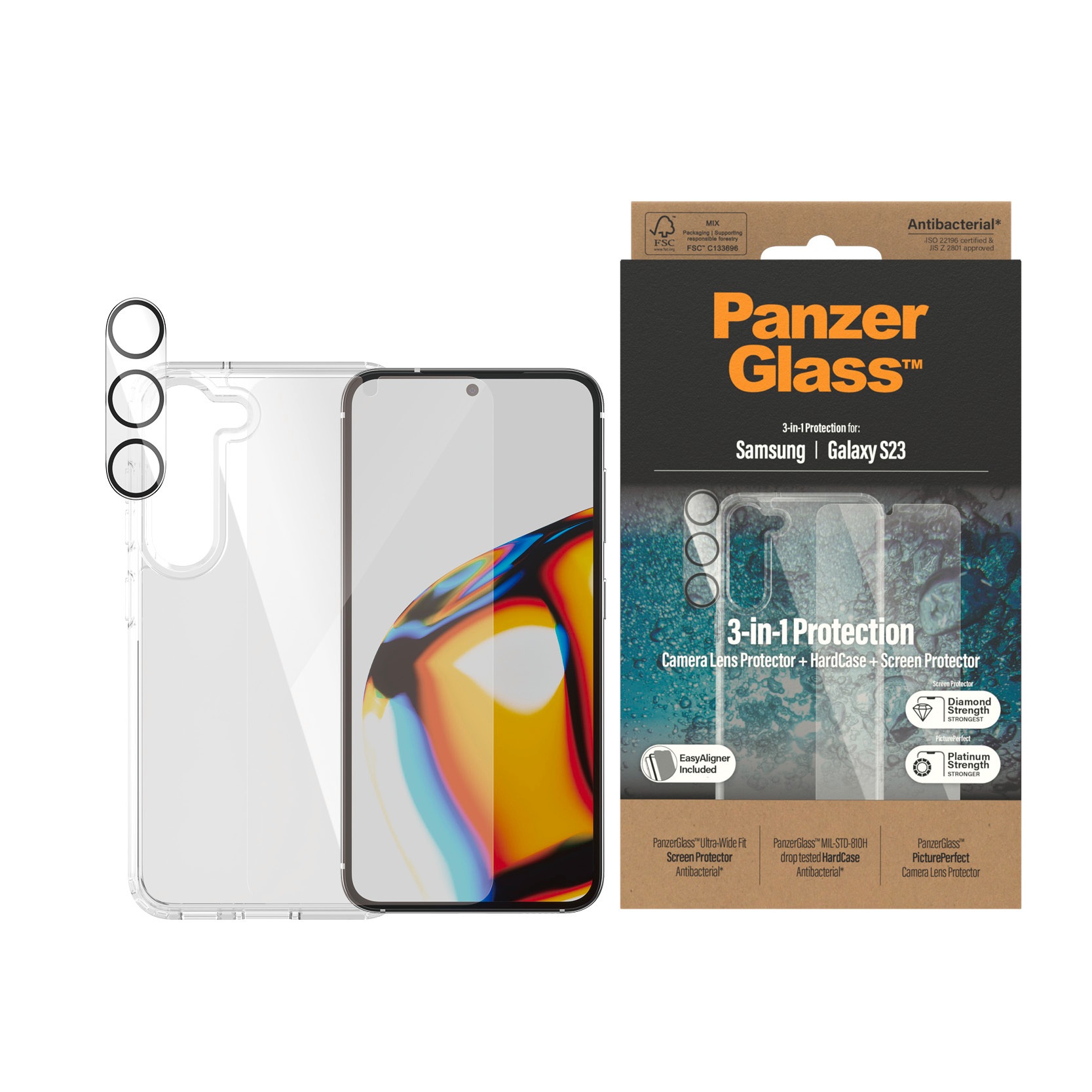 Image of PanzerGlass Backcover "Set: HardCase + Screen Protector - Samsung Galaxy S23" Smartphones