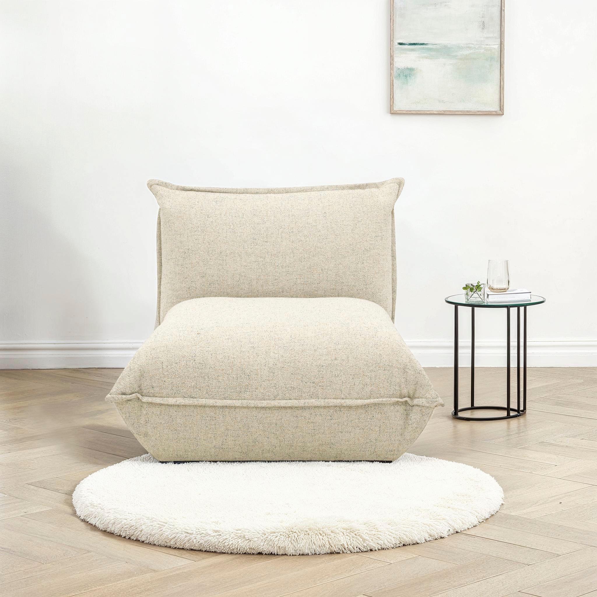 Image of DOMO collection Sessel "Nantes Loungesessel, Wohlfühlsessel" hochwertig gepolstert mit Federkern, Struktur, beige-petrol
