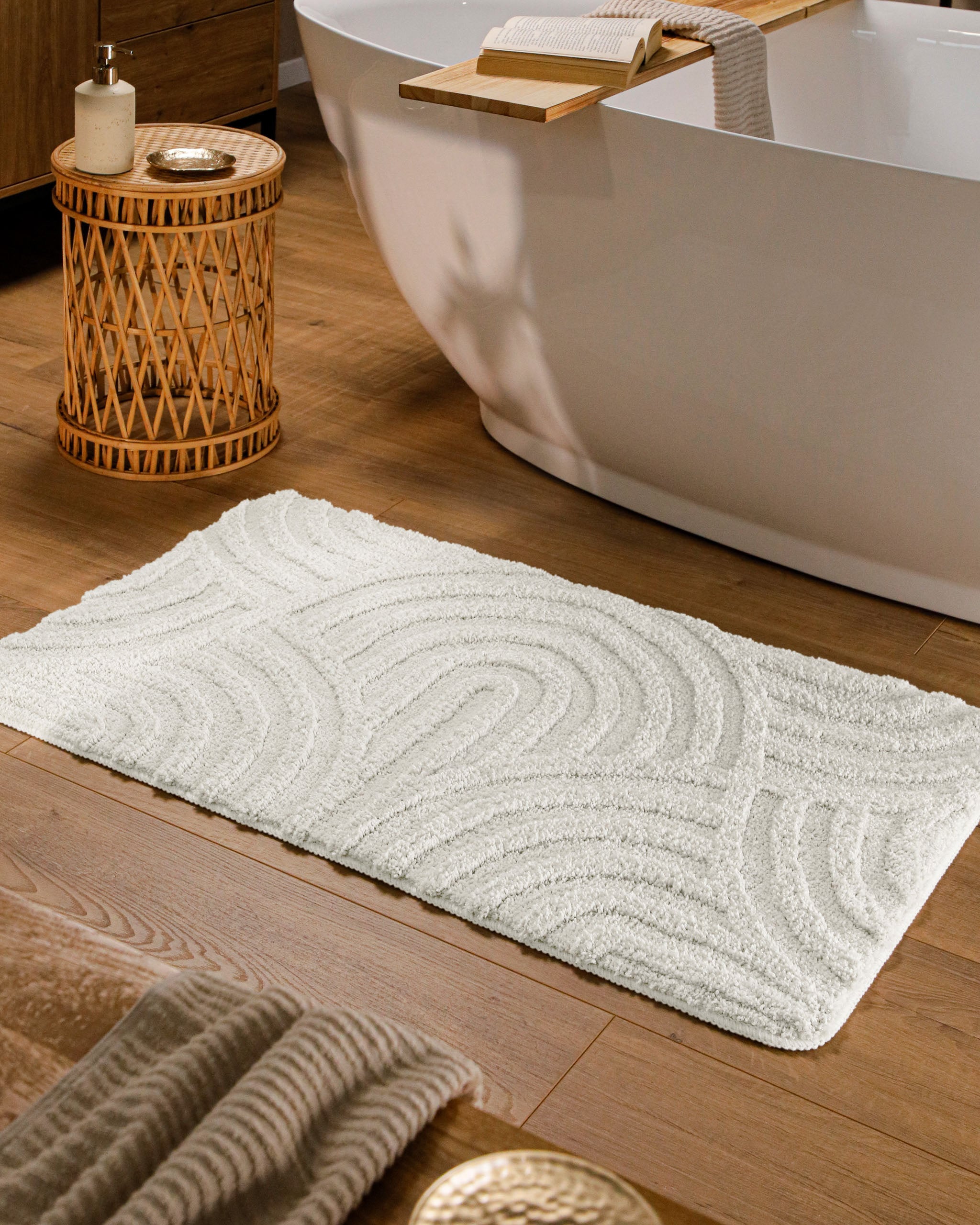 Wecon home Tapis de bain »Fiete« Höhe 25 mm revêtement antidérapant Séchage rapide Badteppich, Hoch-Tief-Effekt, weich, rutschhemmend, waschbar, getuftet