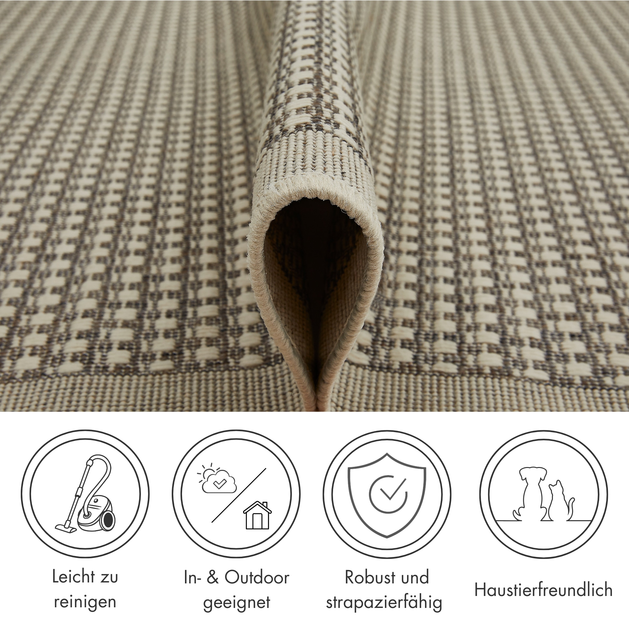 Andiamo Teppich »Savannah« rechteckig 4 mm Höhe Flachgewebe, In- und Outdoor geeignet, Wohnzimmer