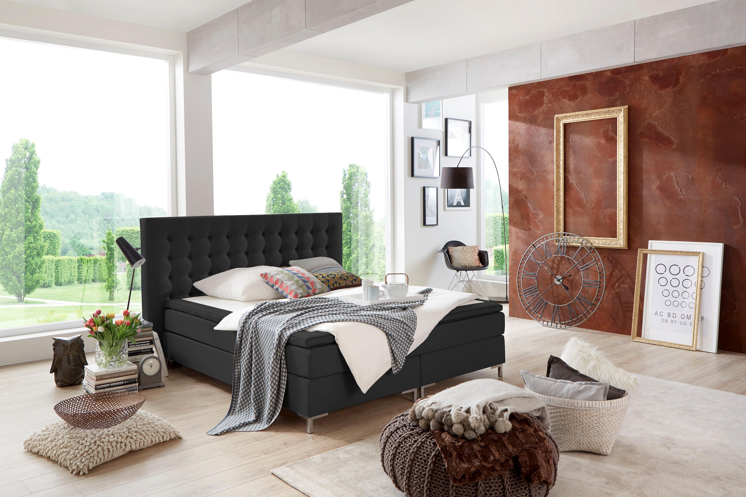 ATLANTIC home collection Boxspringbett Anni, mit Federkernmatratze und Topper