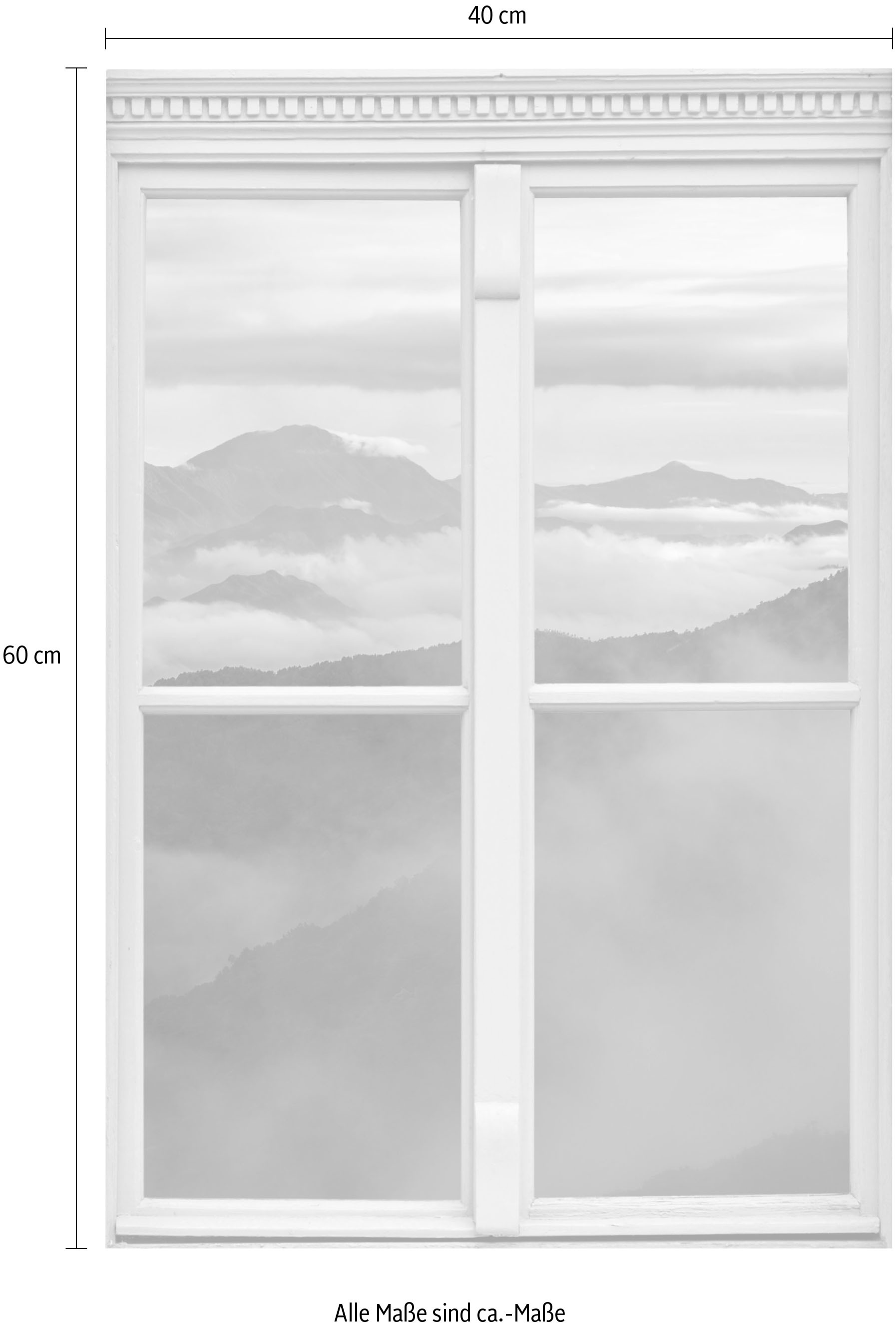 queence Wandsticker »Nebelige Berge«, Wandsticker, Wandbild, selbstklebend, 3D, Fenster