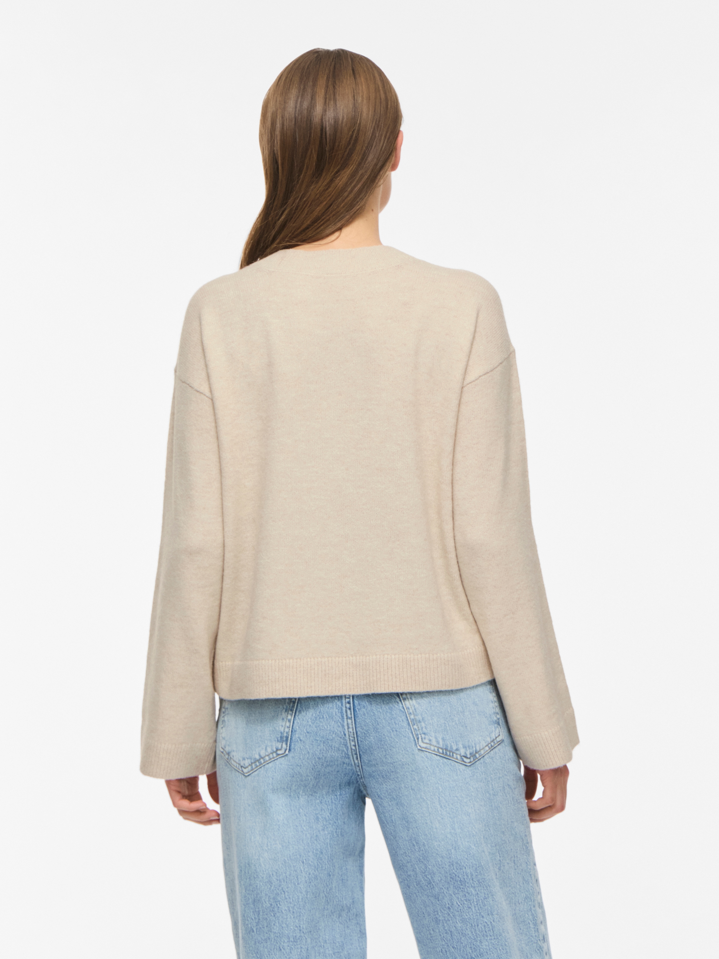 Vila Pull en tricot »VILIGA L/S REV V-NECK KNIT TOP - NOOS« mélange de matériaux, coupe régulière