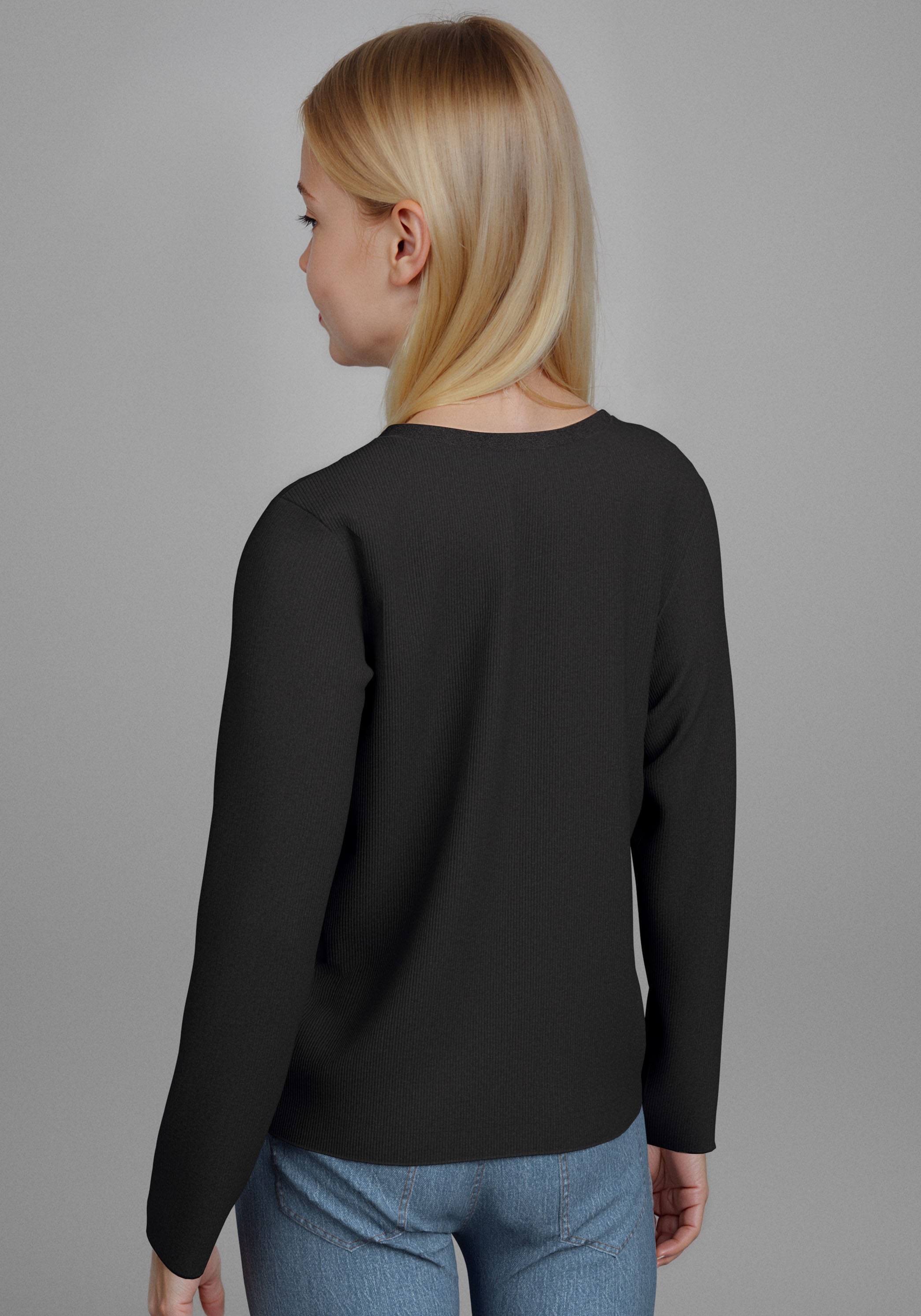 H.I.S Langarmshirt »2er Packung Shirts aus Rippware«, (2 tlg.), NEU: H.I.S für TEENS! 2er Pack Basic Langarmshirts